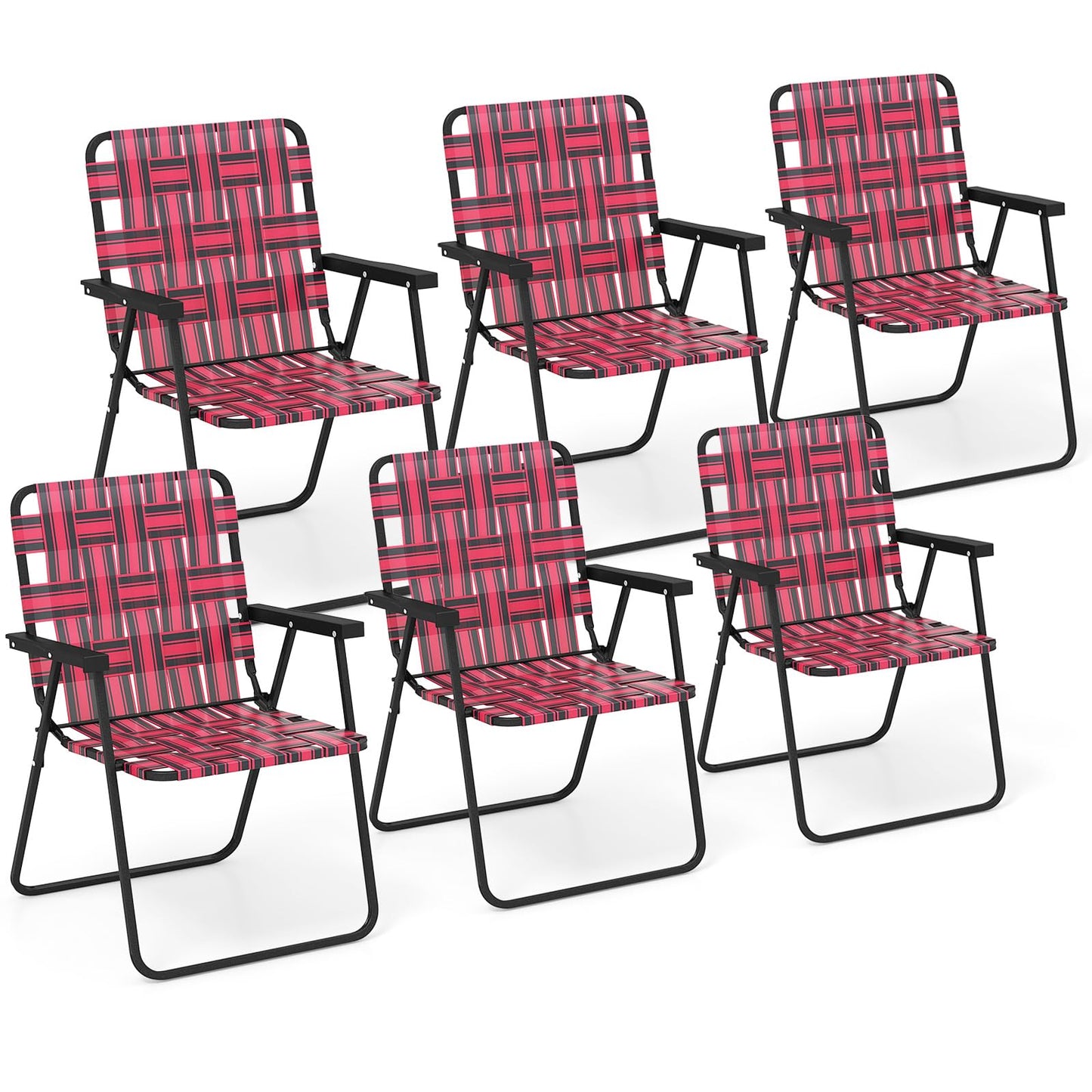 Giantex Beach Chairs for Adults 2-Pack - Camping Chair with Steel Frame, Lightweight Folding Directors Chair, Outdoor Webbing Chair for Patio, Fishing, Yard, Poolside Lawn Chairs Set