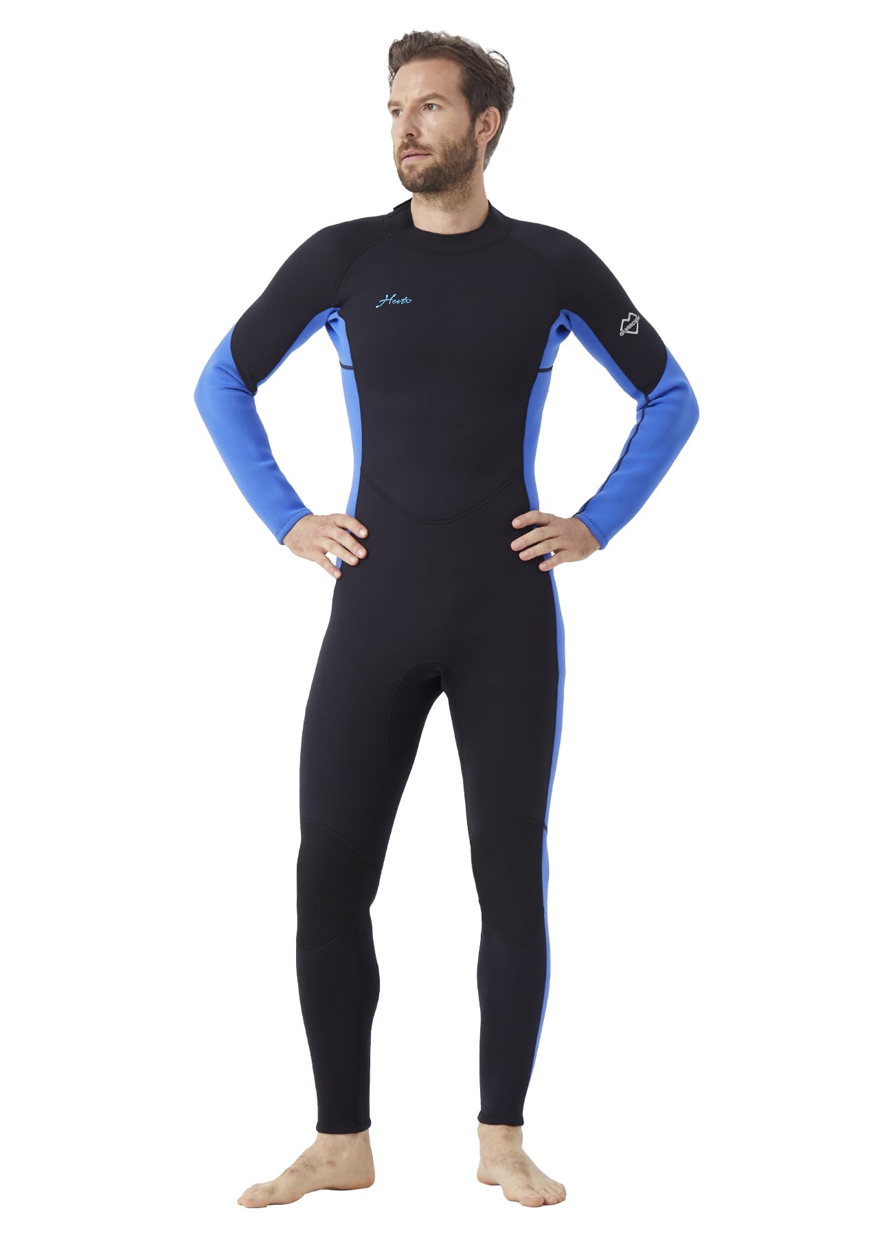 Hevto Men Wetsuits 3/2mm Neoprene Wet Suit Back Front Zip in Cold Water for Surfing Swimming Diving