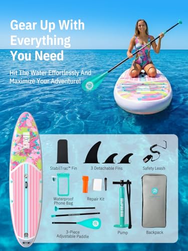 Niphean Inflatable Stand Up Paddle Board with SUP Accessories, Anti-Slip EVA Deck, 10’6’’ Inflatable Paddle Boards for Adults & Youth of All Skill Levels