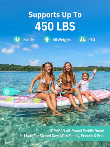 Niphean Inflatable Stand Up Paddle Board with SUP Accessories, Anti-Slip EVA Deck, 10’6’’ Inflatable Paddle Boards for Adults & Youth of All Skill Levels