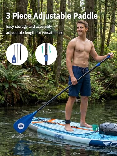 Niphean (Extra Large) Inflatable Paddle Board, SUP for 2+1 People/Family 500lbs Capacity Stand Up Paddle Board with SUP Accessories, StabilTrac Fin Non-Slip Paddleboard for Adults