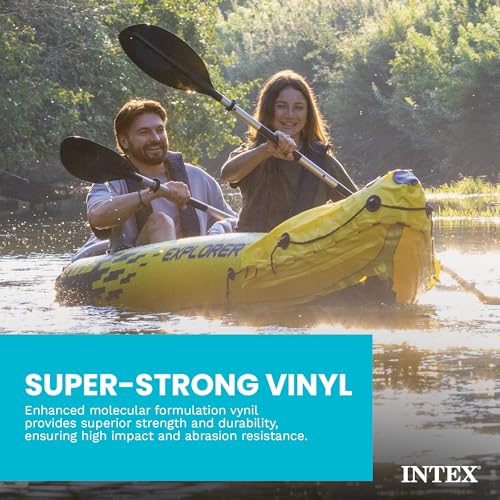 INTEX 68307EP Explorer K2 Inflatable Kayak Set: Deluxe 86in Kayak Paddles and High-Output Pump – Adjustable Seats with Backrest – Removable Skeg – 2-Person – 400lb Weight Capacity, 2 Pack