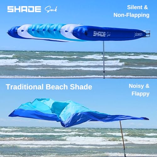ShadeSock – The Ultimate Wind-Inflating Beach Shade – Silent, Non-Flapping Design, 8x10ft Auto-Directing Canopy – Light-Weight and Portable – Easy 2 Minute Set-Up