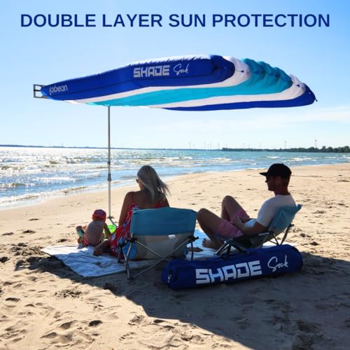 ShadeSock – The Ultimate Wind-Inflating Beach Shade – Silent, Non-Flapping Design, 8x10ft Auto-Directing Canopy – Light-Weight and Portable – Easy 2 Minute Set-Up