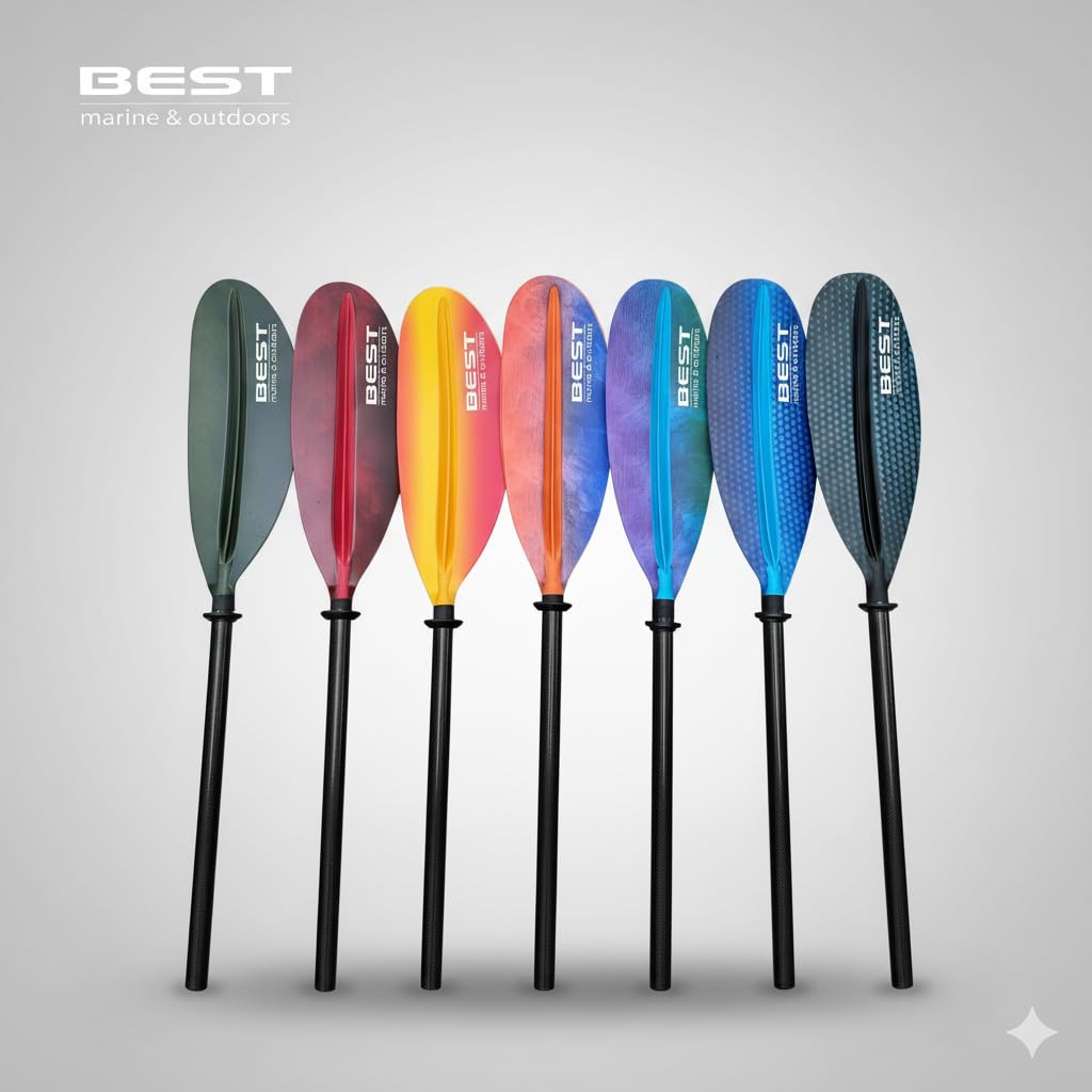 Best Marine and Outdoors Carbon Fiber Kayak Paddle for Adults – Lightweight 2-Piece Paddle with Fiberglass Reinforced Blades, Adjustable Feather Angles, Floating Design, 220cm 234cm 250cm