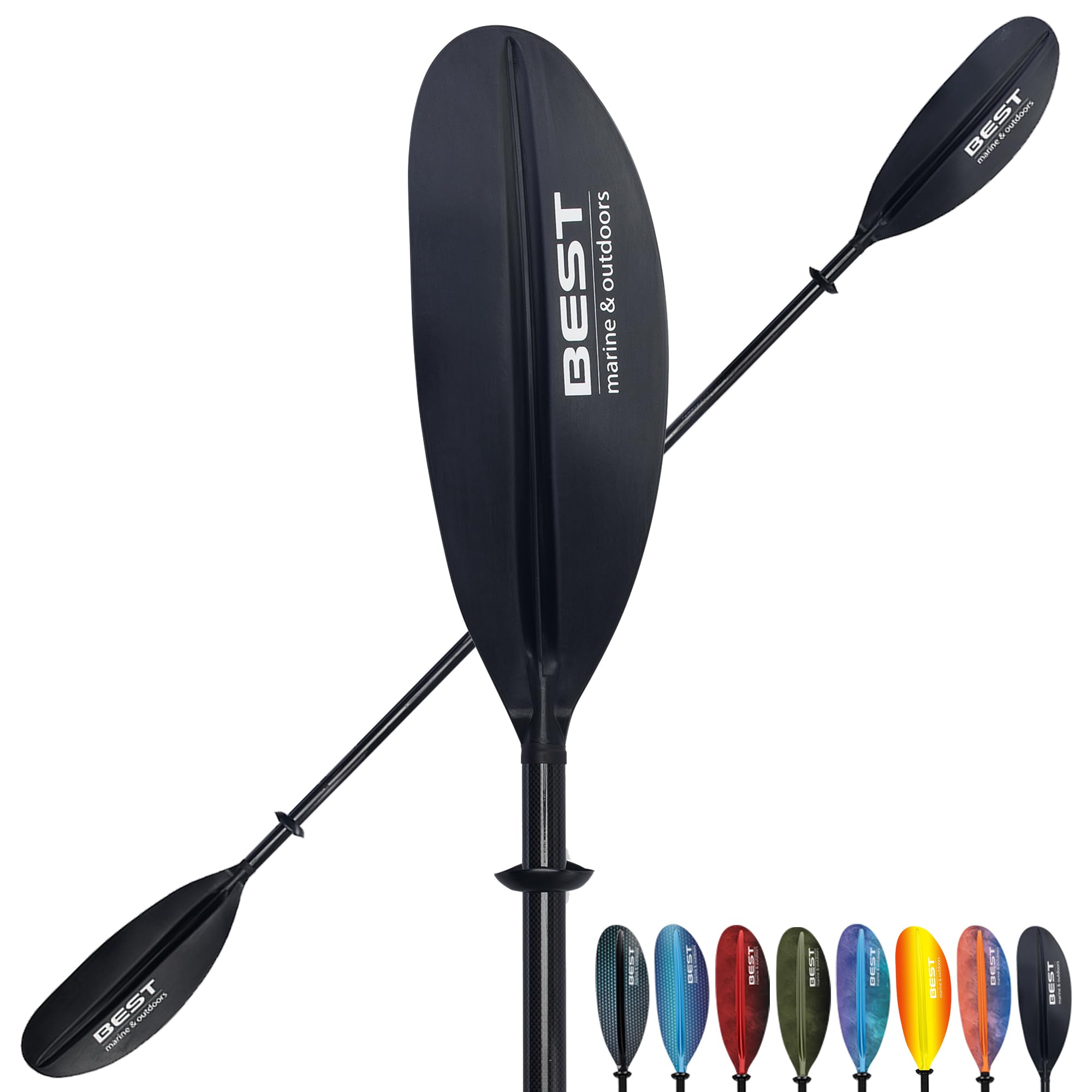 Best Marine and Outdoors Carbon Fiber Kayak Paddle for Adults – Lightweight 2-Piece Paddle with Fiberglass Reinforced Blades, Adjustable Feather Angles, Floating Design, 220cm 234cm 250cm
