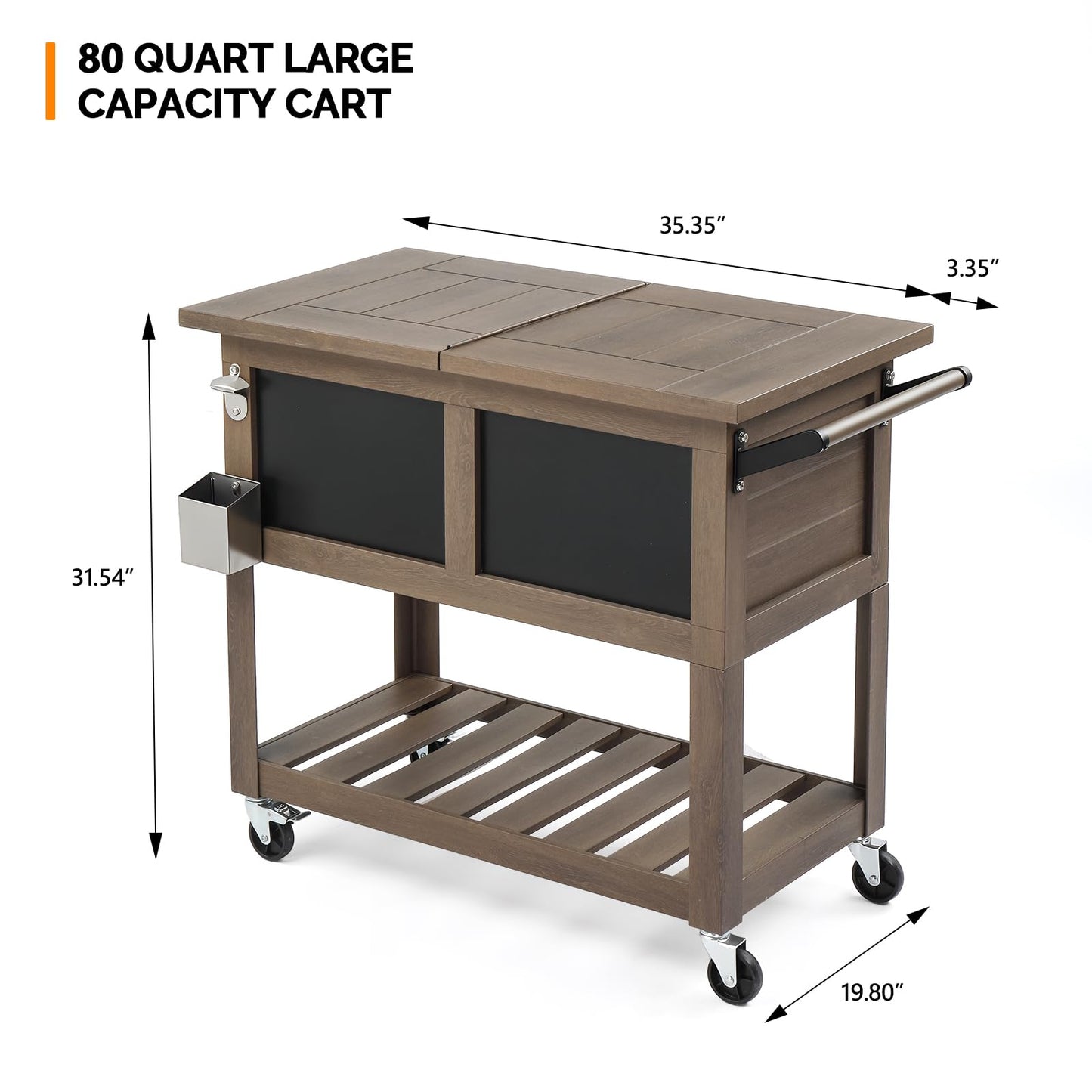 VINGLI Patio Cooler, Ice Chest with Blackboard, Bottle Opener Drainage, Outdoor Cooler for Party, Deck, Pool