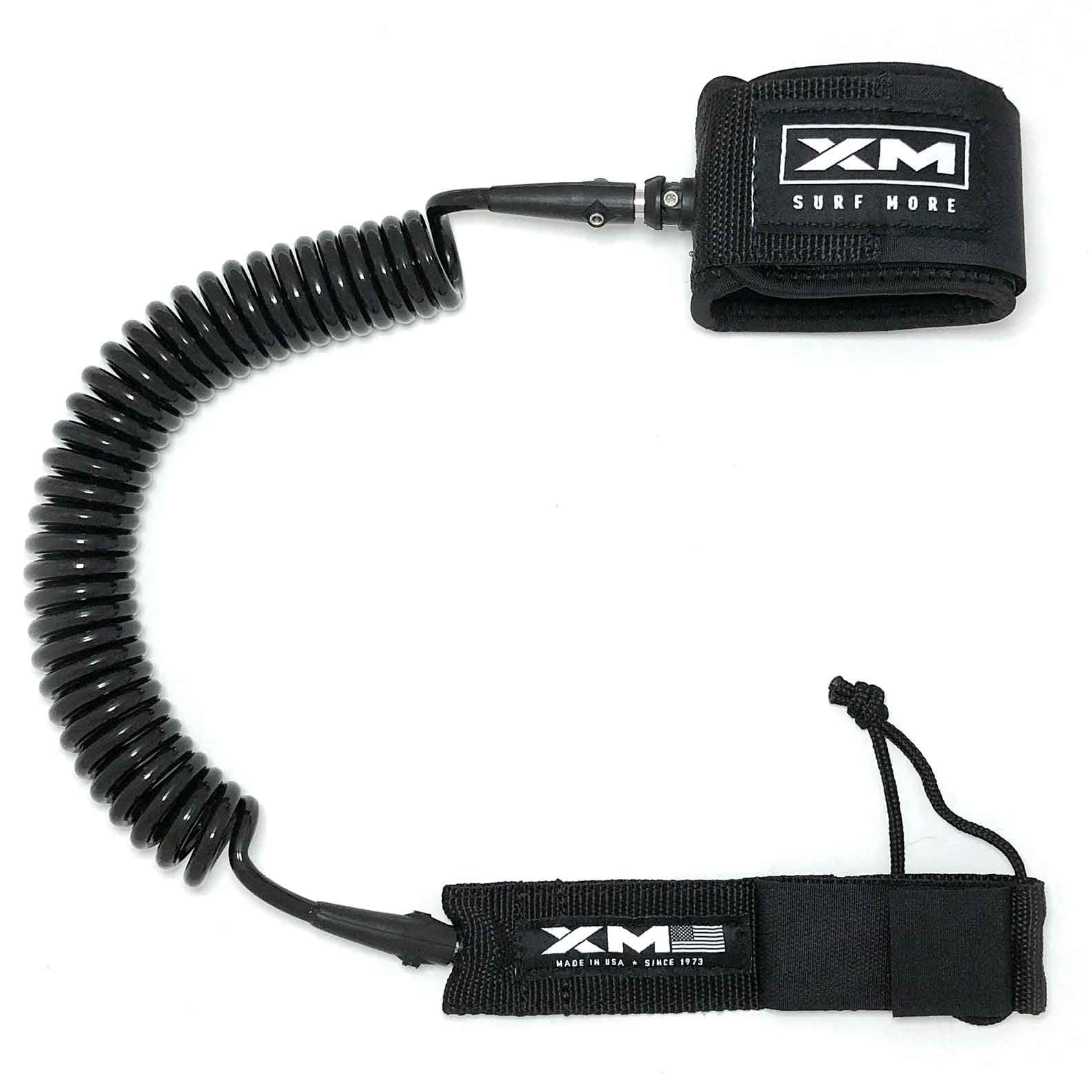 XM Stand-UP Paddle (SUP) 6ft-12ft Leash, Big Wave Cord Thickness (.313in), Key Pocket, Unbreakable Swivels, Detachable Railsaver, Made in USA
