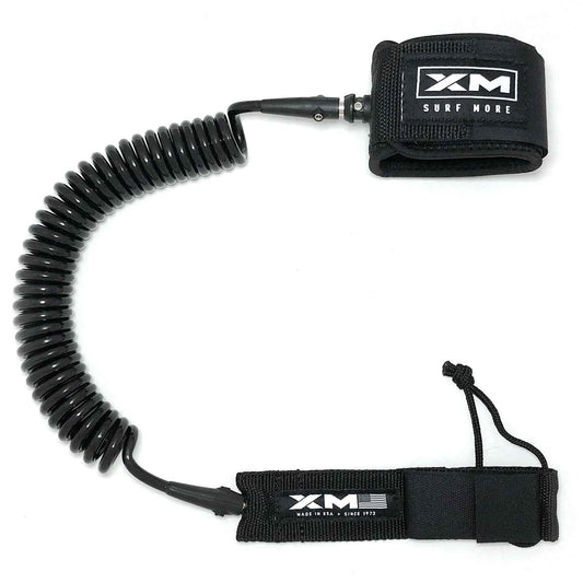 XM Stand-UP Paddle (SUP) 6ft-12ft Leash, Big Wave Cord Thickness (.313in), Key Pocket, Unbreakable Swivels, Detachable Railsaver, Made in USA