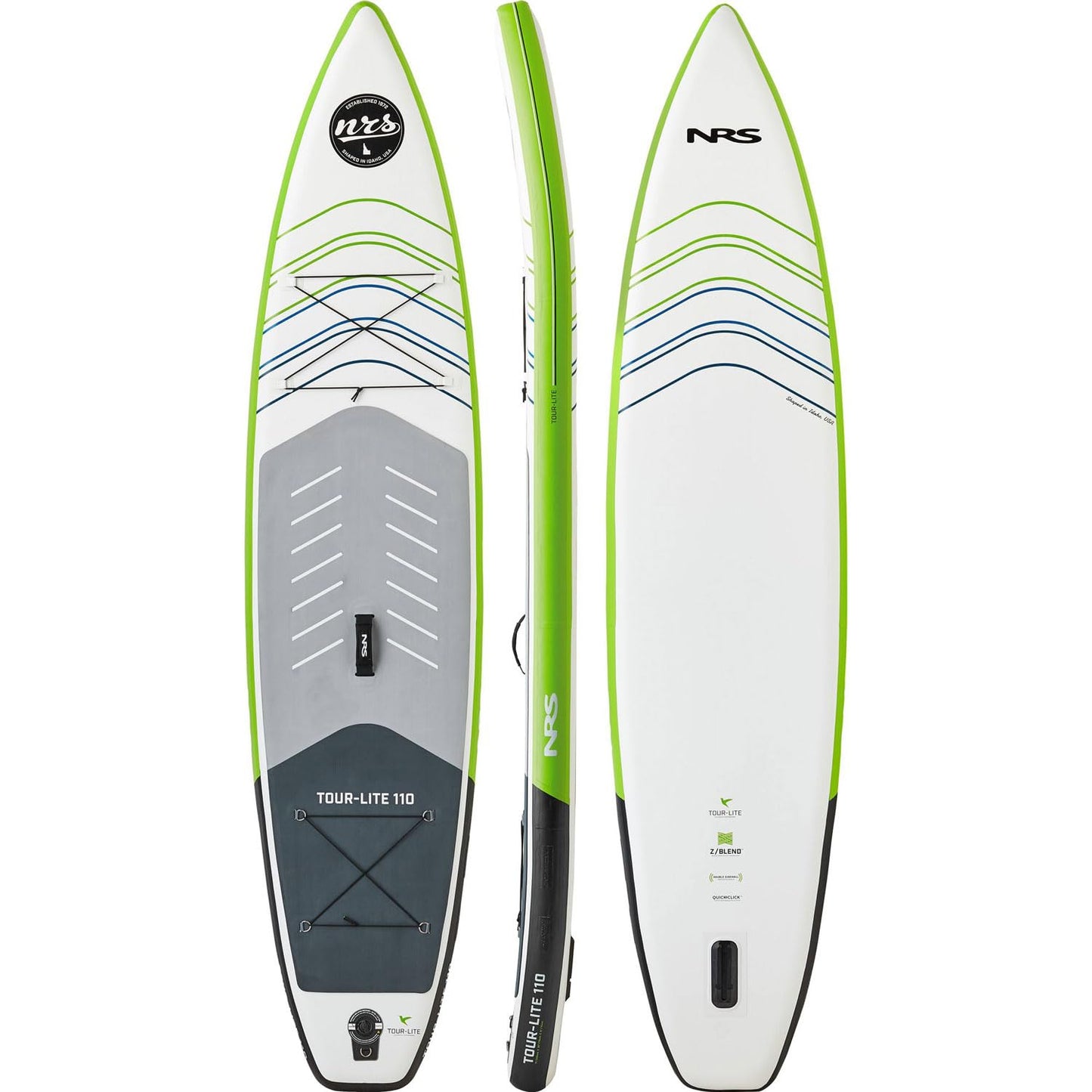 NRS Tour-Lite 11.0 Inflatable SUP Board, White/Green/Grey