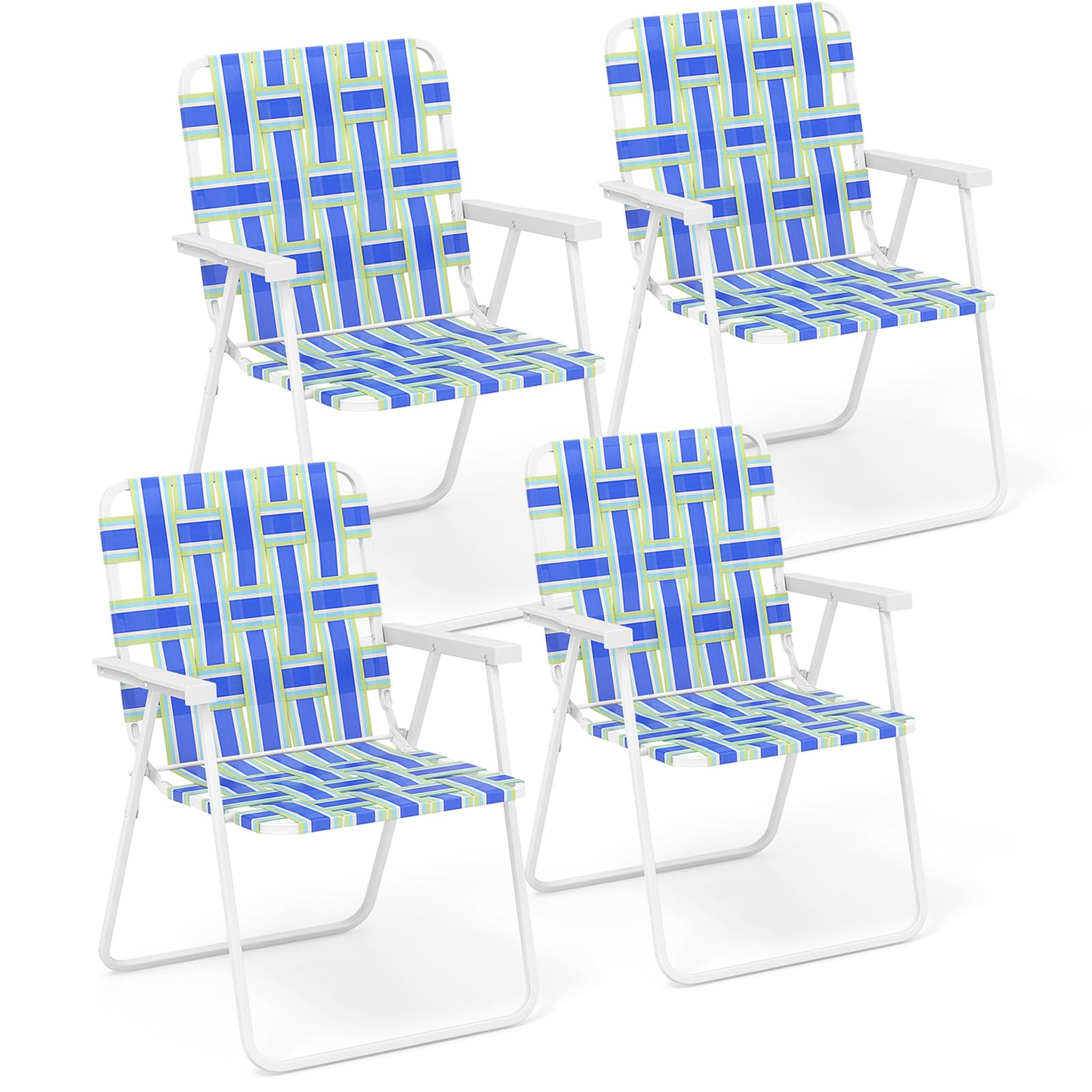 Giantex Beach Chairs for Adults 2-Pack - Camping Chair with Steel Frame, Lightweight Folding Directors Chair, Outdoor Webbing Chair for Patio, Fishing, Yard, Poolside Lawn Chairs Set