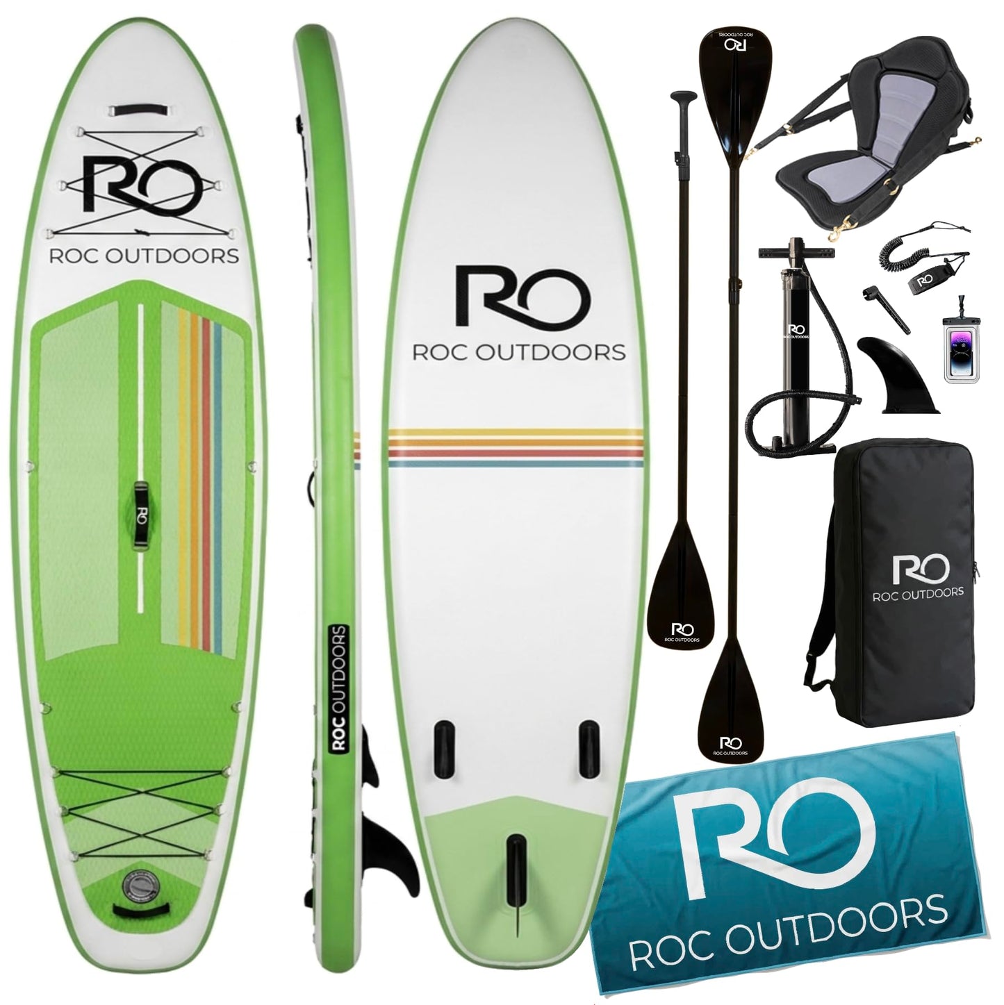 Roc Inflatable Stand Up Paddle Board 10' 6" with Premium SUP Paddle Board Accessories, Wide Stable Design, Non-Slip Comfort Deck for Youth & Adults