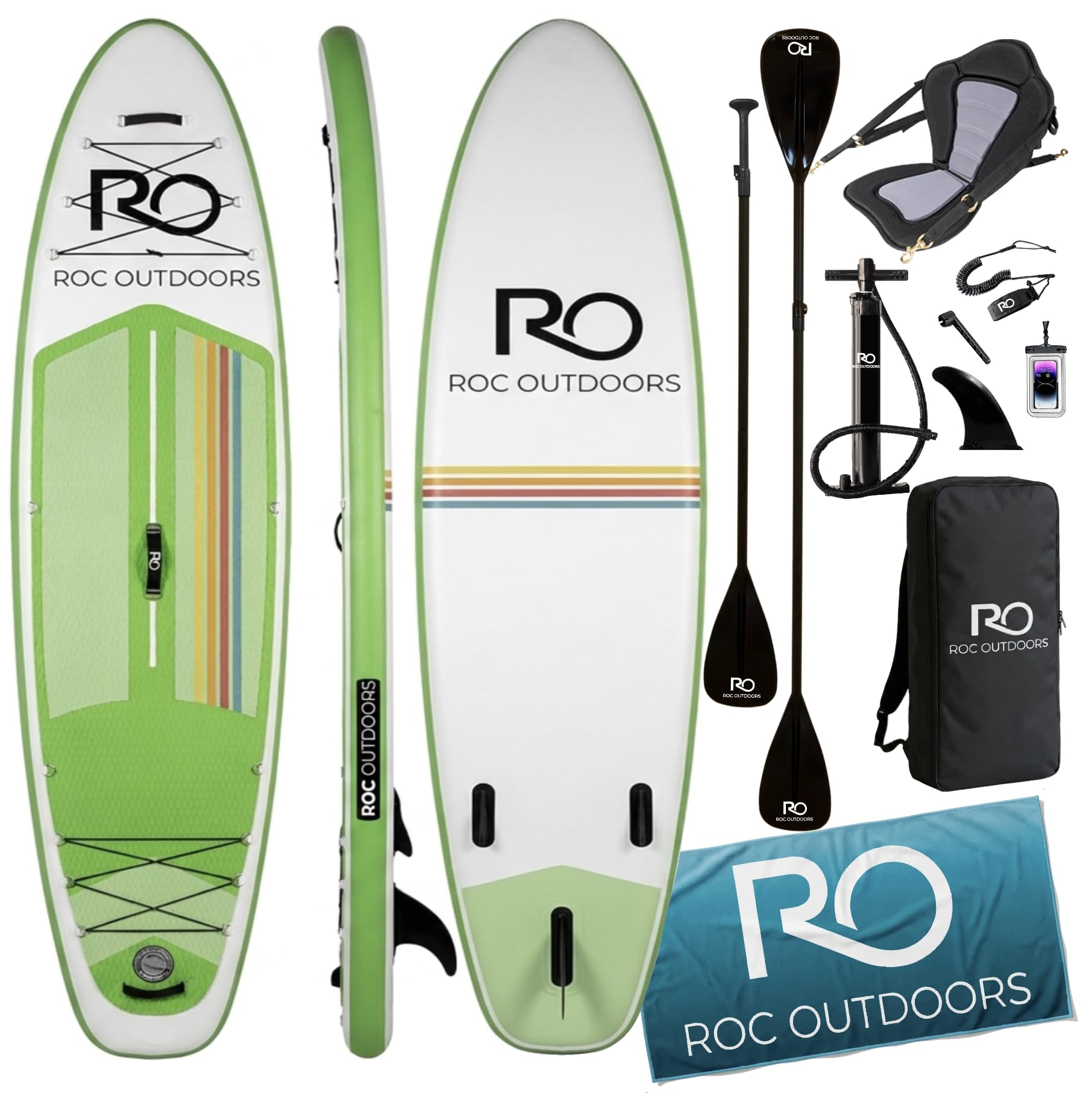 Roc Inflatable Stand Up Paddle Board 10' 6" with Premium SUP Paddle Board Accessories, Wide Stable Design, Non-Slip Comfort Deck for Youth & Adults