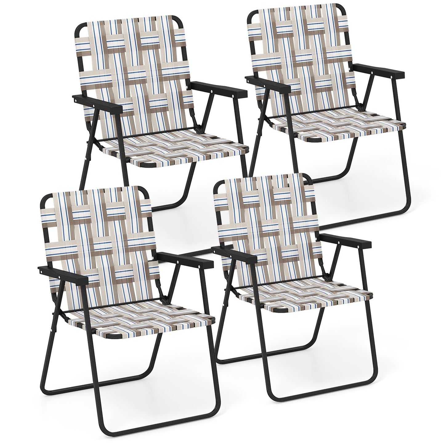 Giantex Beach Chairs for Adults 2-Pack - Camping Chair with Steel Frame, Lightweight Folding Directors Chair, Outdoor Webbing Chair for Patio, Fishing, Yard, Poolside Lawn Chairs Set