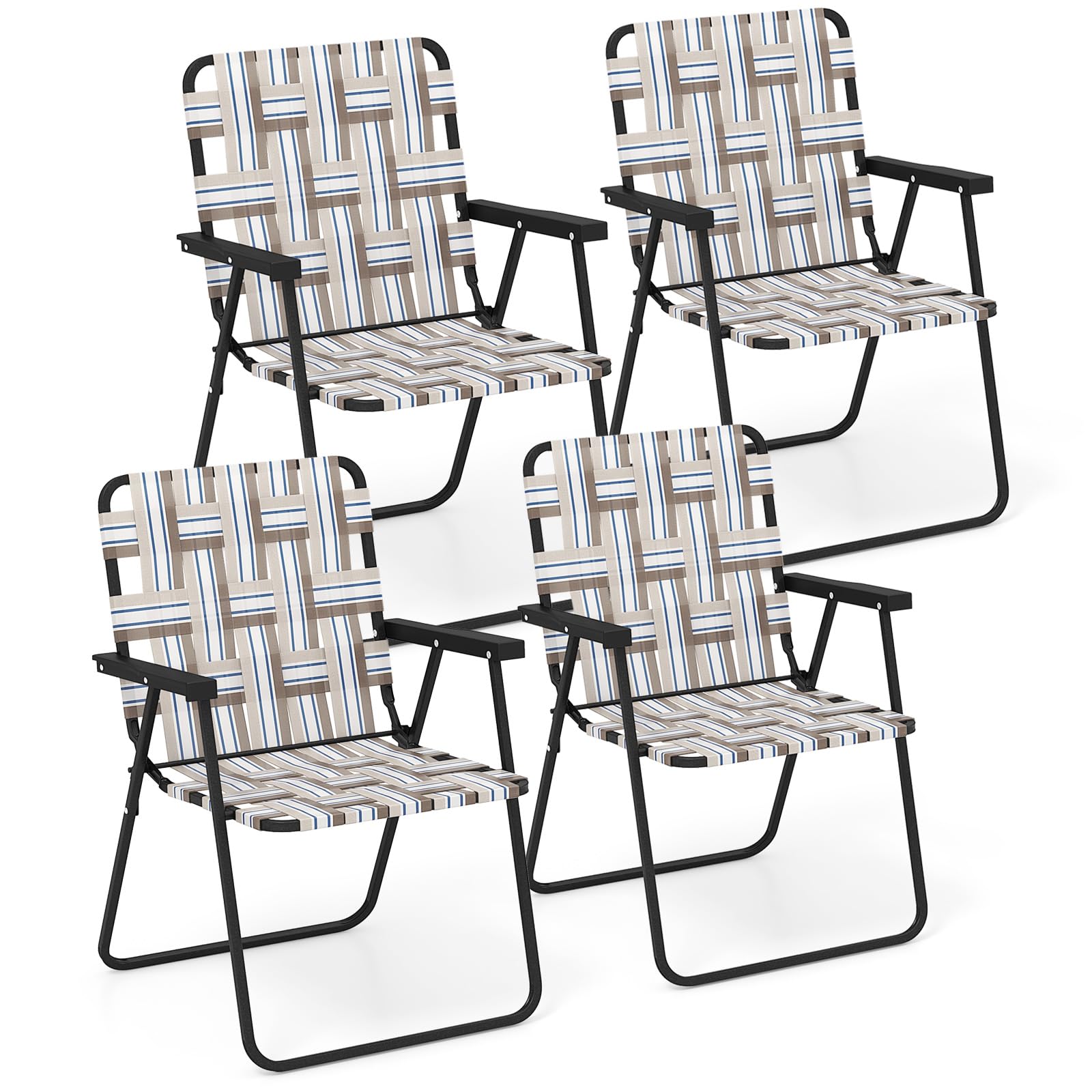 Giantex Beach Chairs for Adults 2-Pack - Camping Chair with Steel Frame, Lightweight Folding Directors Chair, Outdoor Webbing Chair for Patio, Fishing, Yard, Poolside Lawn Chairs Set