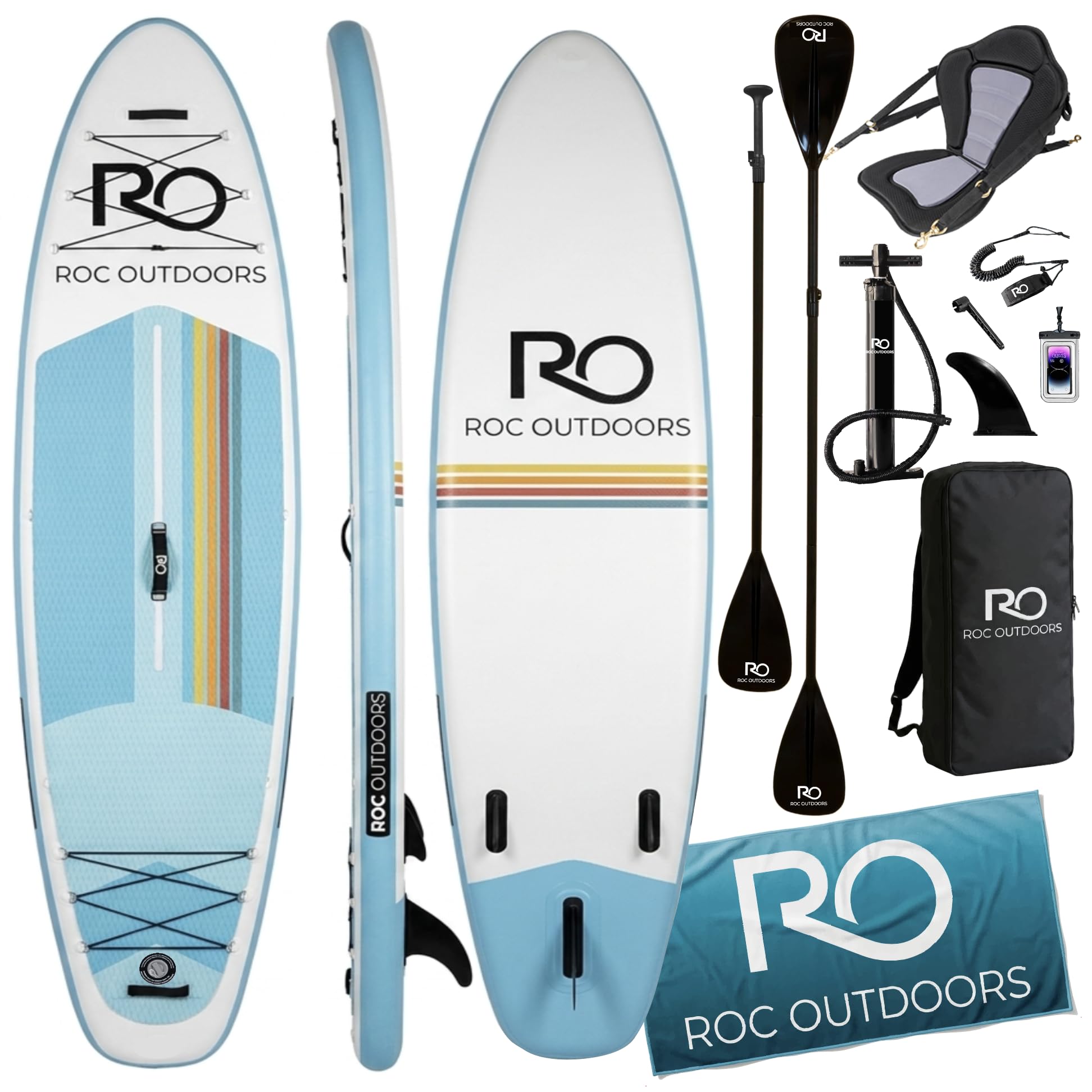 Roc Inflatable Stand Up Paddle Board 10' 6" with Premium SUP Paddle Board Accessories, Wide Stable Design, Non-Slip Comfort Deck for Youth & Adults
