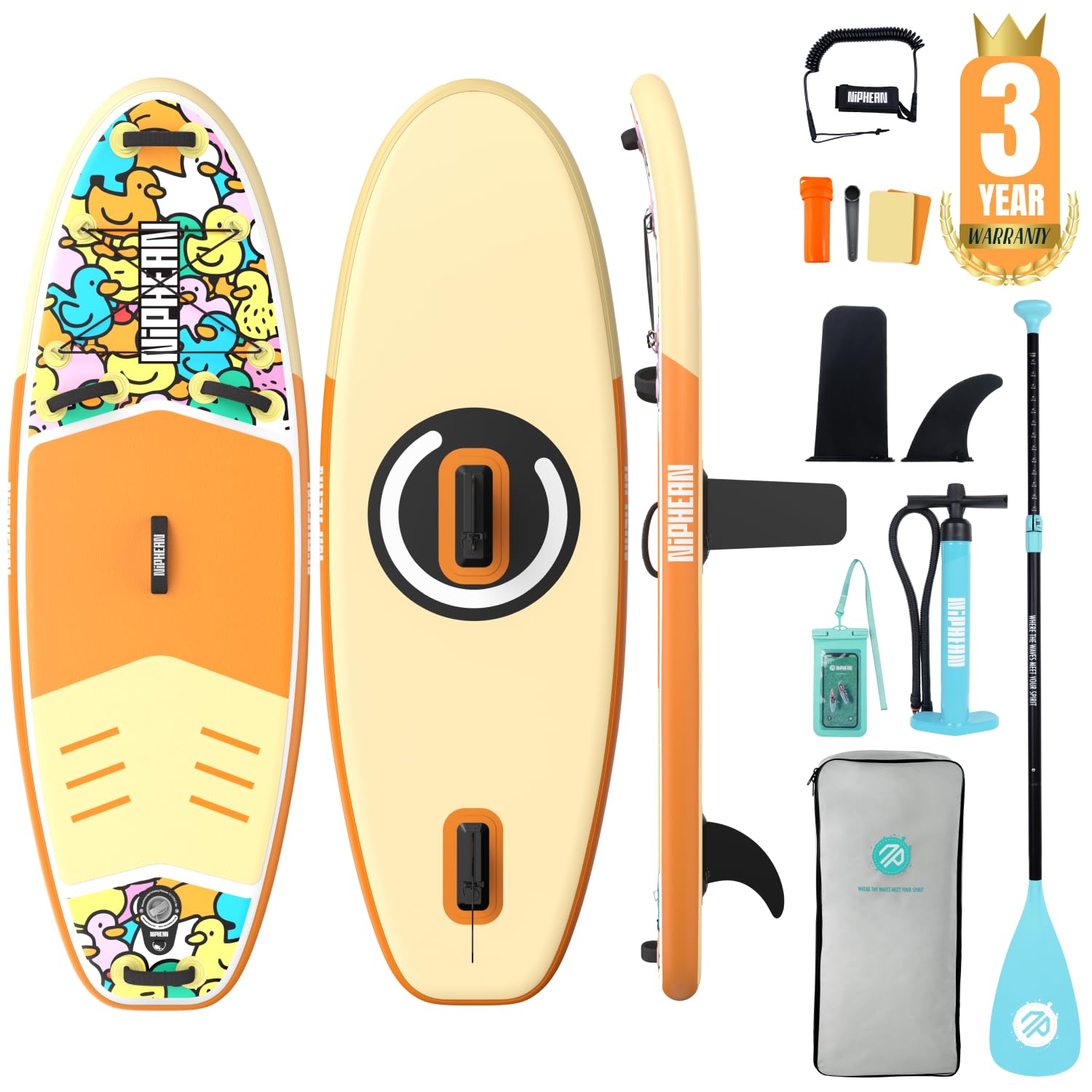 Niphean Inflatable Stand Up Paddle Board with SUP Accessories, Anti-Slip EVA Deck, 10’6’’ Inflatable Paddle Boards for Adults & Youth of All Skill Levels