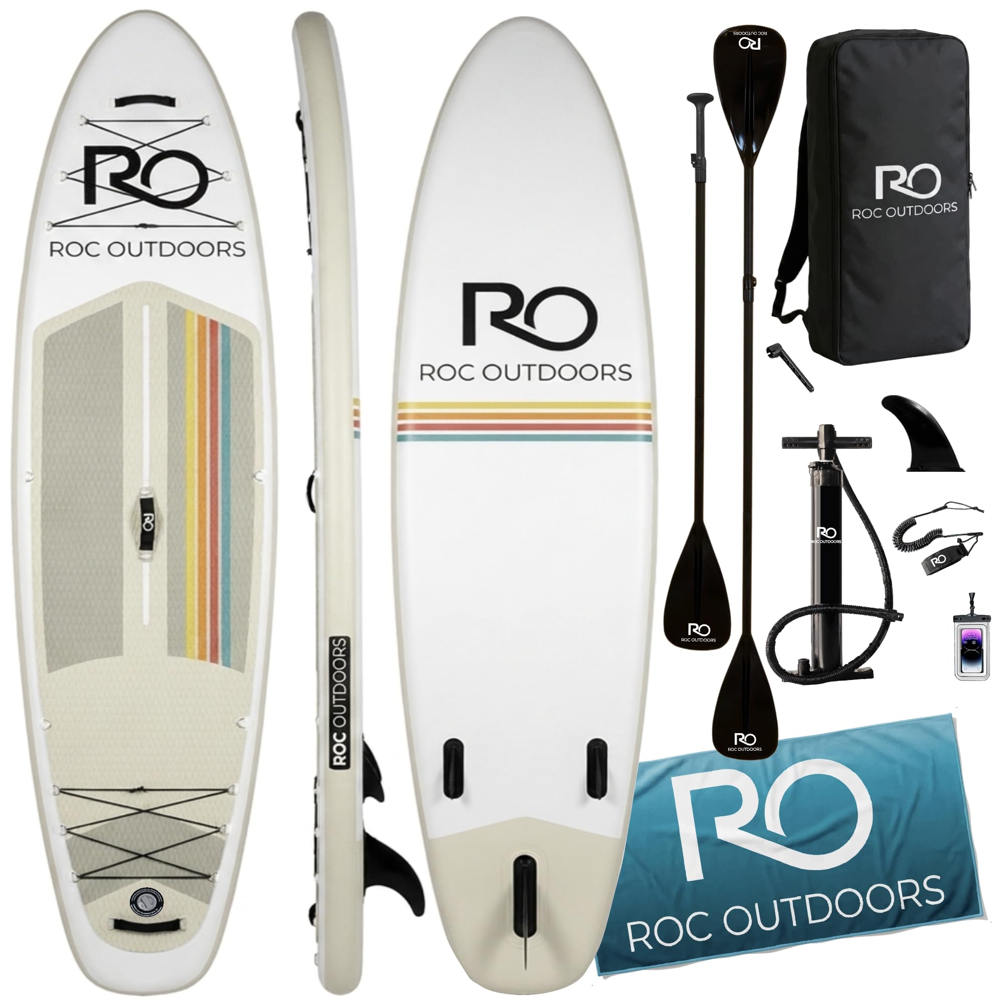 Roc Inflatable Stand Up Paddle Board 10' 6" with Premium SUP Paddle Board Accessories, Wide Stable Design, Non-Slip Comfort Deck for Youth & Adults
