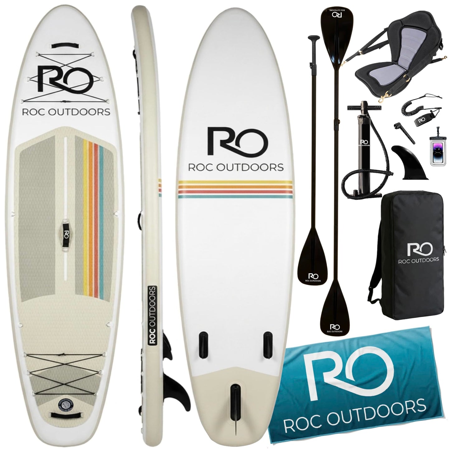 Roc Inflatable Stand Up Paddle Board 10' 6" with Premium SUP Paddle Board Accessories, Wide Stable Design, Non-Slip Comfort Deck for Youth & Adults