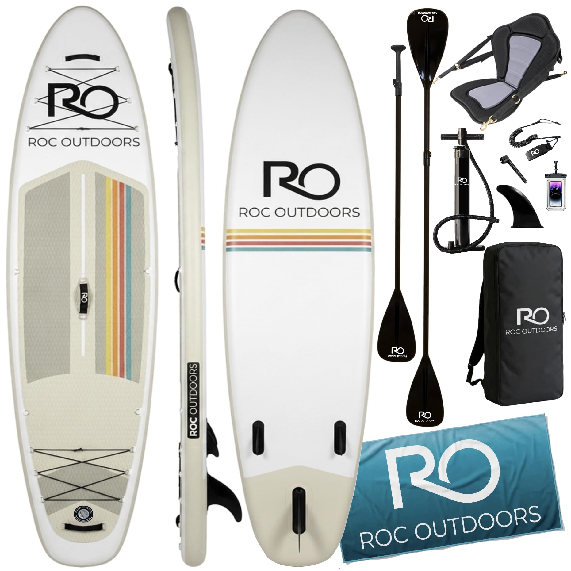 Roc Inflatable Stand Up Paddle Board 10' 6" with Premium SUP Paddle Board Accessories, Wide Stable Design, Non-Slip Comfort Deck for Youth & Adults