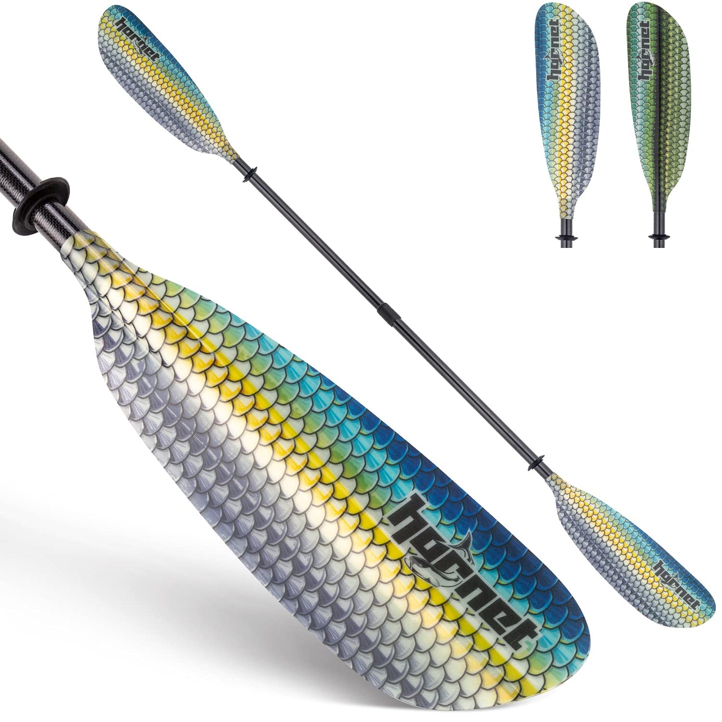 Hornet Watersports Fiberglass Kayak Paddle for Adults- Ideal for Touring, Fishing and Boating- 90.5 inches / 230CM Adjustable with Carbon Fiber Shaft- Kayak Oars Kayaking Equipment