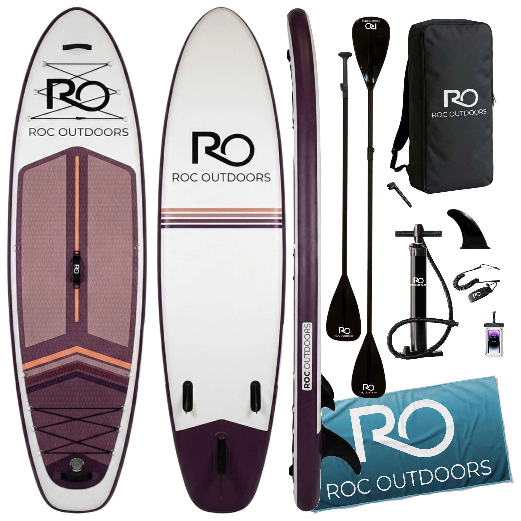 Roc Inflatable Stand Up Paddle Board 10' 6" with Premium SUP Paddle Board Accessories, Wide Stable Design, Non-Slip Comfort Deck for Youth & Adults