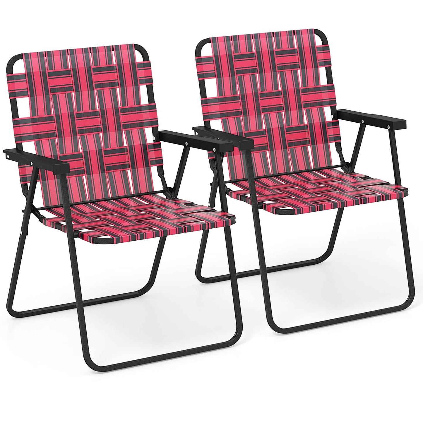 Giantex Beach Chairs for Adults 2-Pack - Camping Chair with Steel Frame, Lightweight Folding Directors Chair, Outdoor Webbing Chair for Patio, Fishing, Yard, Poolside Lawn Chairs Set