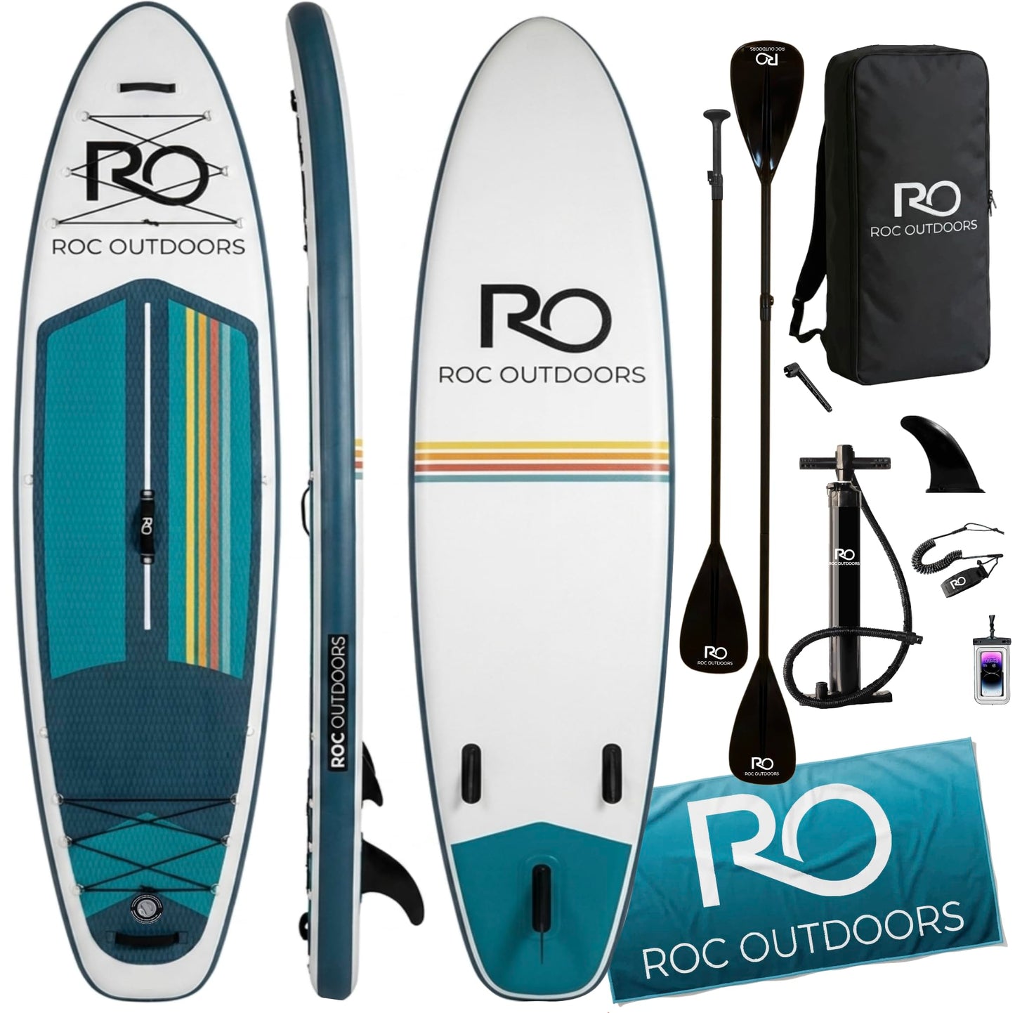 Roc Inflatable Stand Up Paddle Board 10' 6" with Premium SUP Paddle Board Accessories, Wide Stable Design, Non-Slip Comfort Deck for Youth & Adults