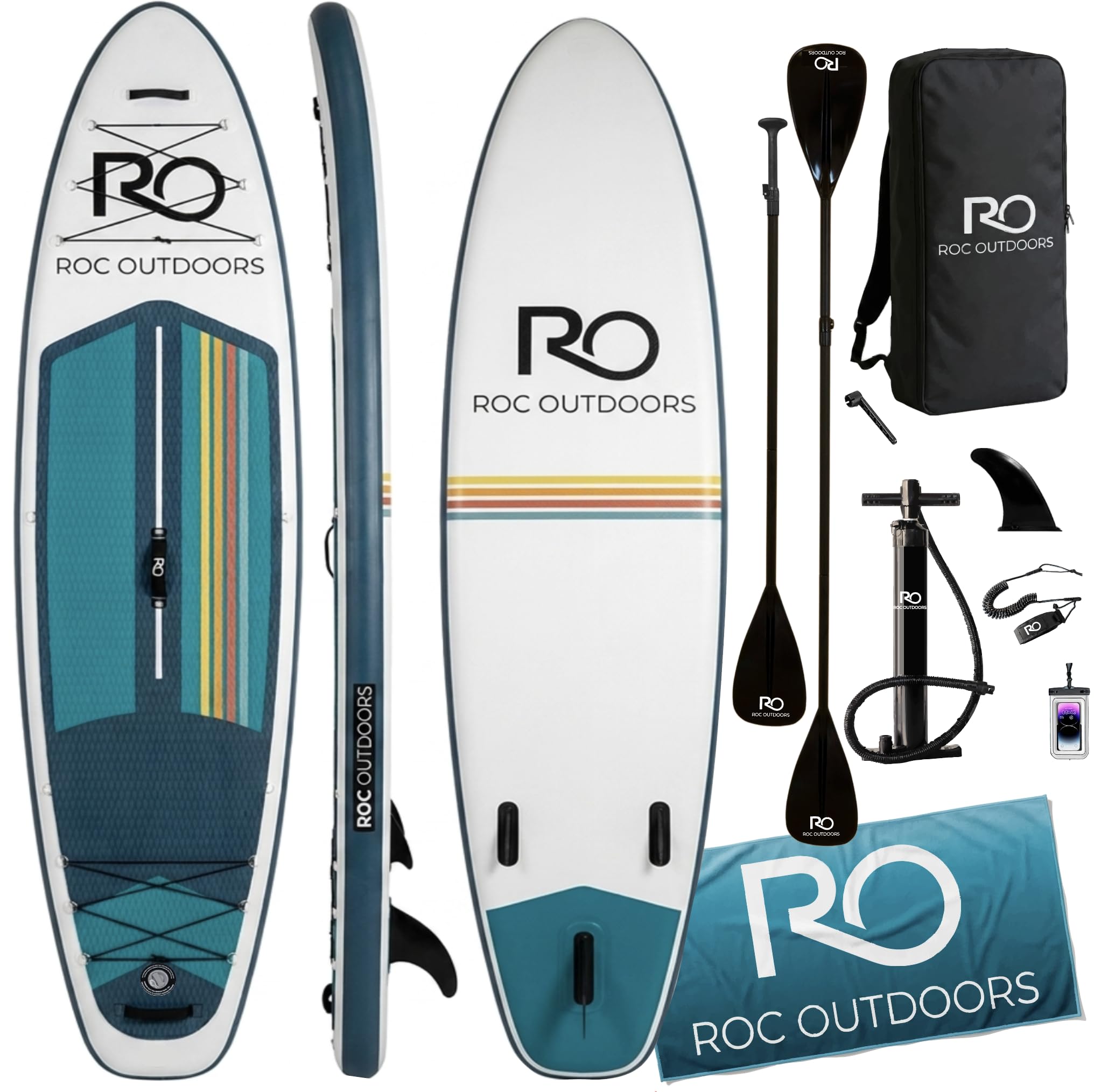 Roc Inflatable Stand Up Paddle Board 10' 6" with Premium SUP Paddle Board Accessories, Wide Stable Design, Non-Slip Comfort Deck for Youth & Adults