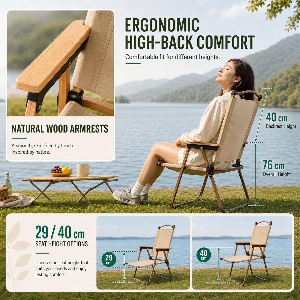Portable Folding Camping Table Set with 4 Lightweight Chairs, Ideal for Outdoor Picnics, Family Beach Trips, RV Adventures, and Patio Use