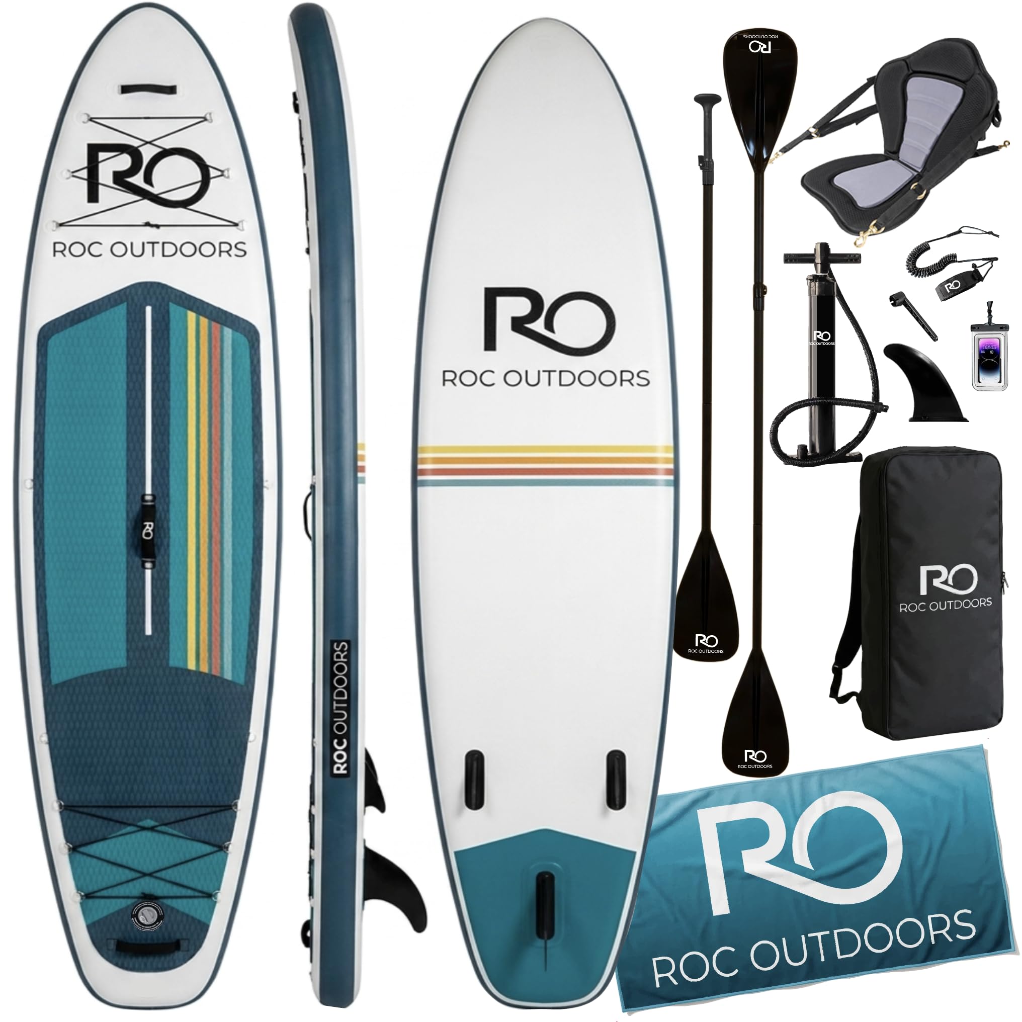 Roc Inflatable Stand Up Paddle Board 10' 6" with Premium SUP Paddle Board Accessories, Wide Stable Design, Non-Slip Comfort Deck for Youth & Adults