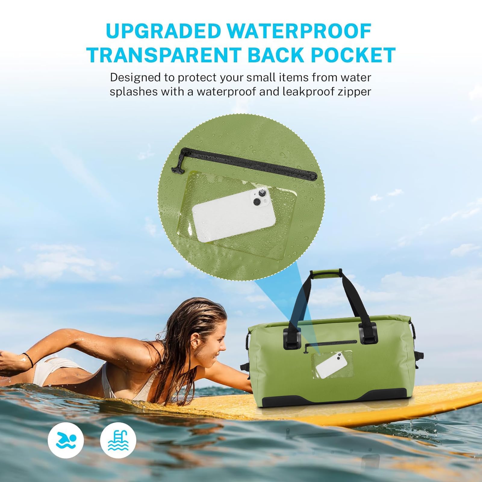 Gonex 40L 60L 80L Extra Large Waterproof Duffle Travel Dry Duffel Bag Heavy Duty Bag with Durable Straps & Handles for Kayaking Paddleboarding Boating Rafting Fishing