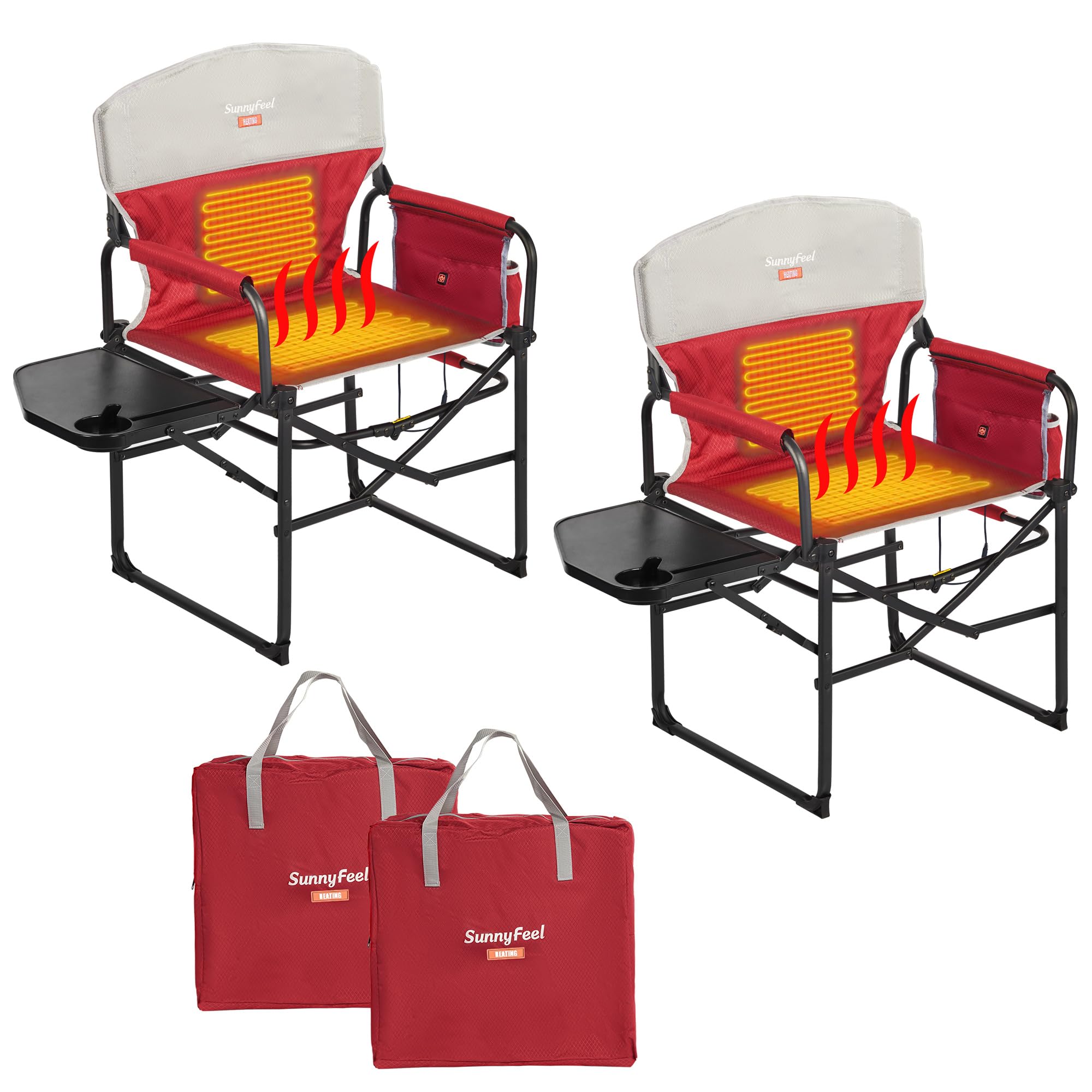 SUNNYFEEL Camping Directors Chair, Heavy Duty,Oversized Portable Folding Chair with Side Table, Pocket for Beach, Fishing,Trip,Picnic,Lawn,Concert Outdoor Foldable Camp Chairs