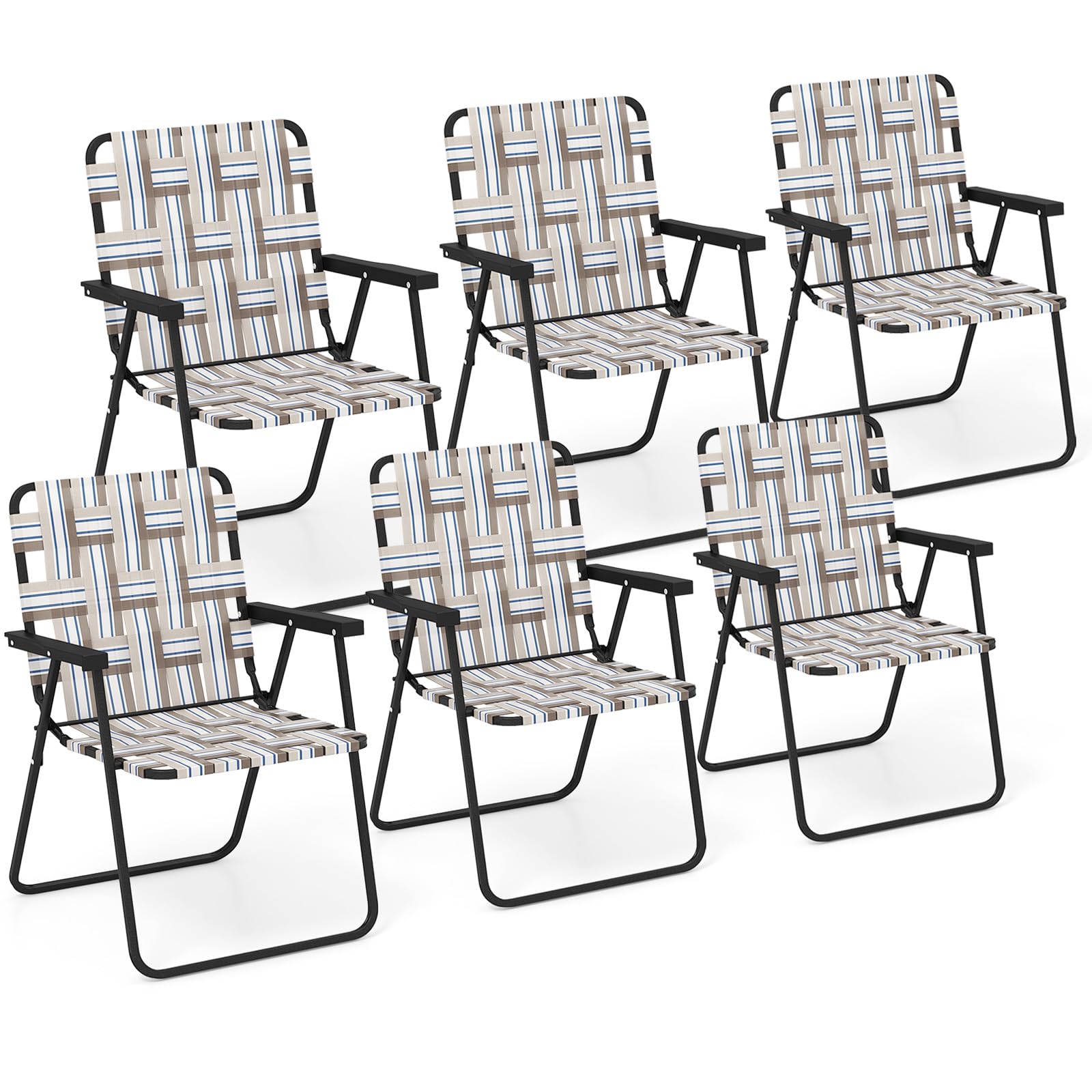 Giantex Beach Chairs for Adults 2-Pack - Camping Chair with Steel Frame, Lightweight Folding Directors Chair, Outdoor Webbing Chair for Patio, Fishing, Yard, Poolside Lawn Chairs Set