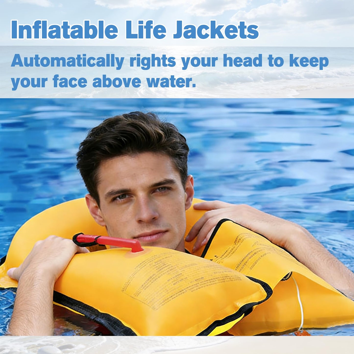 Inflatable Life-Jacket for Adults| Life-Vest Inflation-PFD with Whistle| Automatic & Manual Lightweight Supports up to 300 lbs for Kayaking Fishing Boating