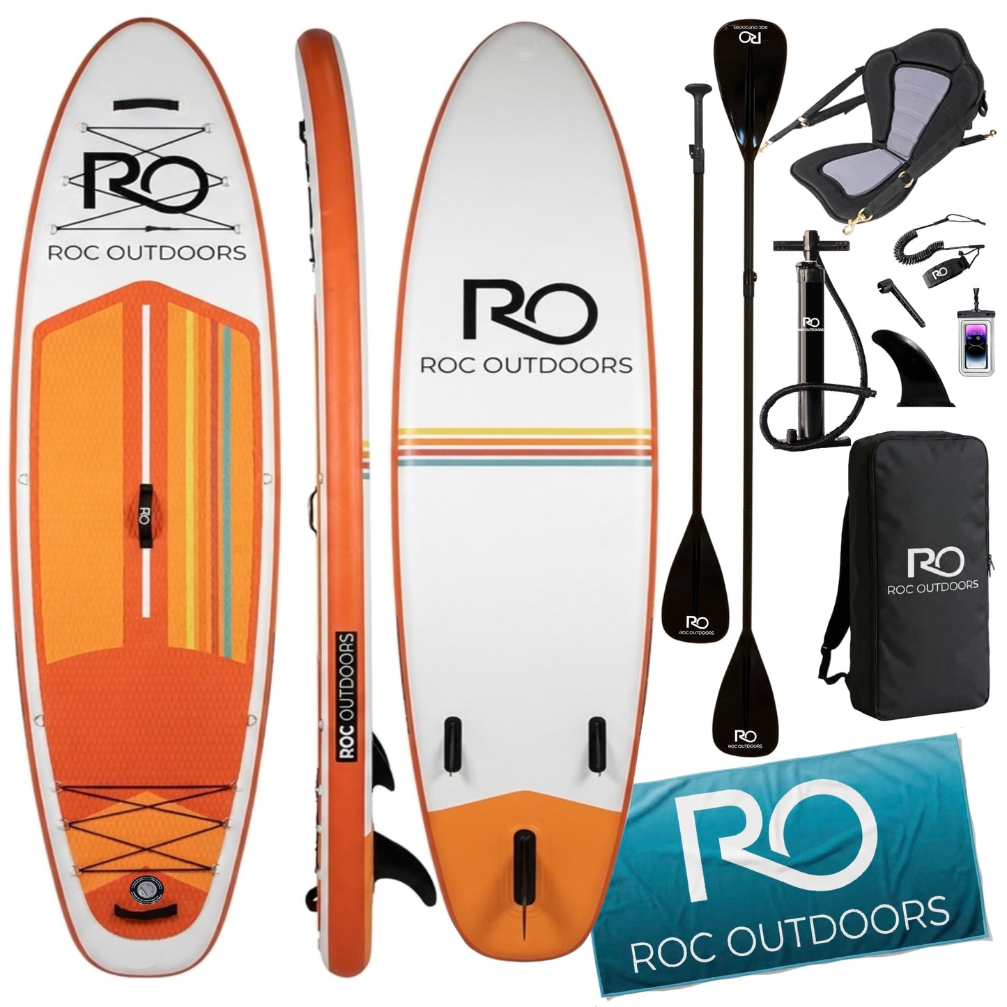Roc Inflatable Stand Up Paddle Board 10' 6" with Premium SUP Paddle Board Accessories, Wide Stable Design, Non-Slip Comfort Deck for Youth & Adults