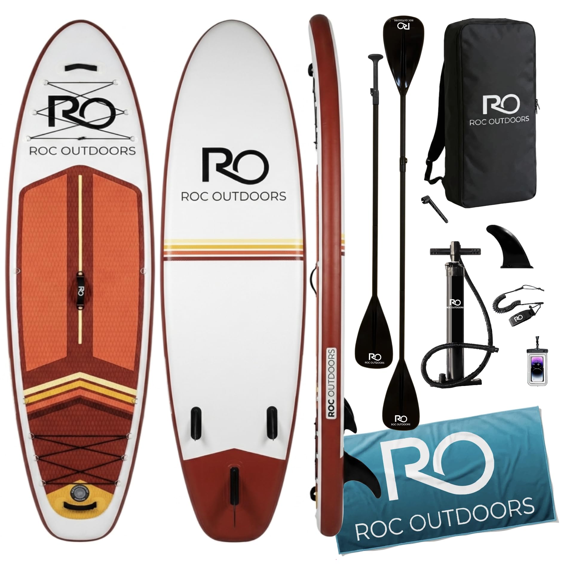 Roc Inflatable Stand Up Paddle Board 10' 6" with Premium SUP Paddle Board Accessories, Wide Stable Design, Non-Slip Comfort Deck for Youth & Adults
