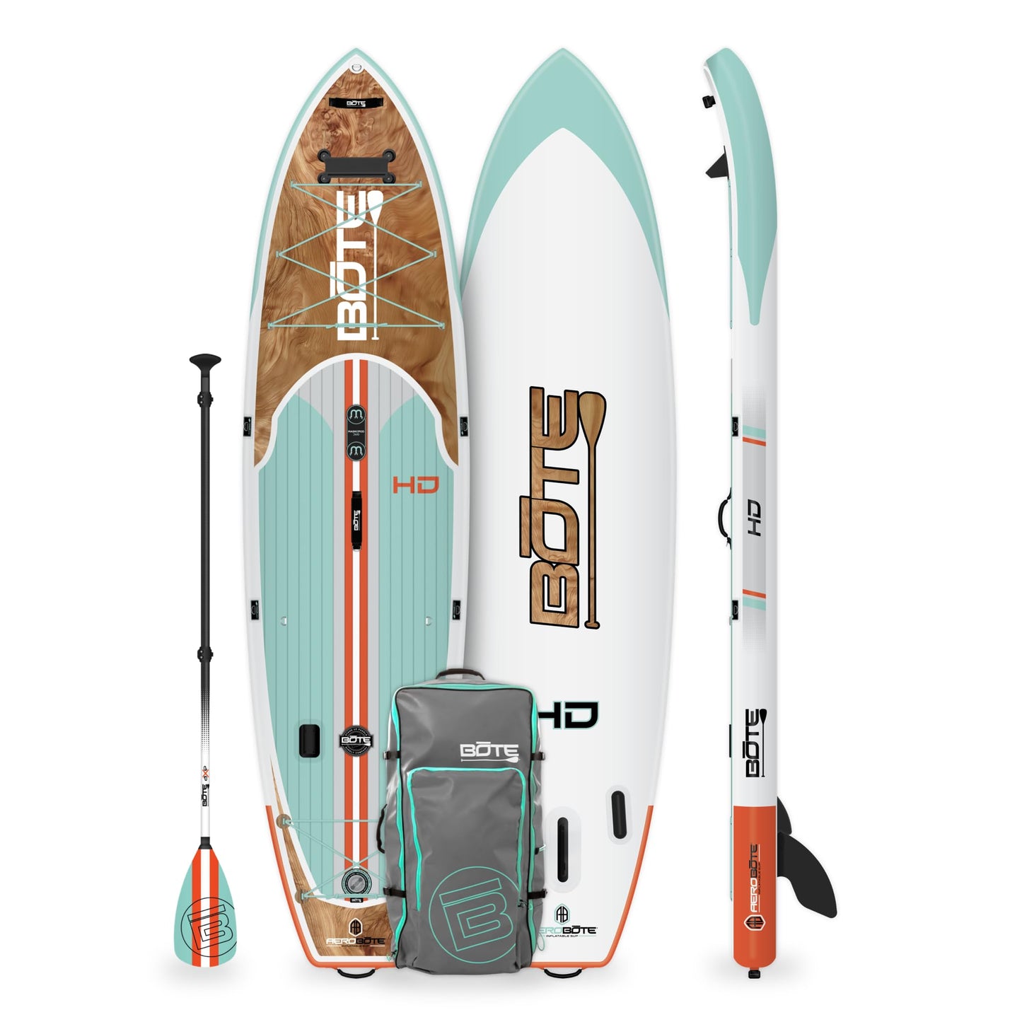 BOTE HD Aero Inflatable Stand Up Paddle Board All Around SUP for Adults Lightweight AeroBOTE Construction Stable and Durable Inflatable Paddleboard MAGNEPOD Duo and Rac Compatible Fishing SUP