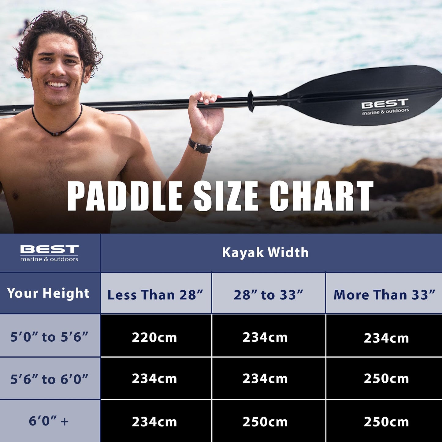 Best Marine and Outdoors Carbon Fiber Kayak Paddle for Adults – Lightweight 2-Piece Paddle with Fiberglass Reinforced Blades, Adjustable Feather Angles, Floating Design, 220cm 234cm 250cm