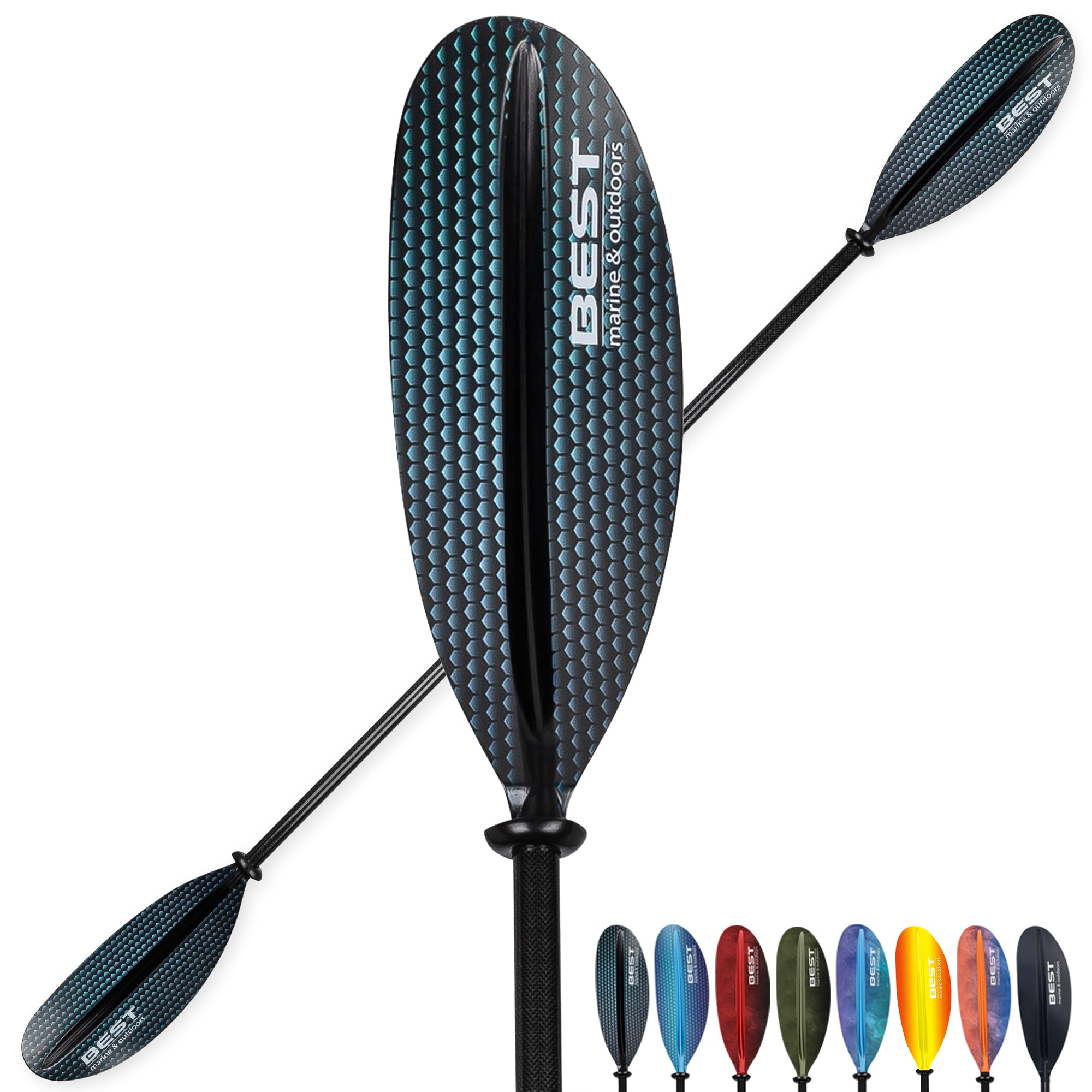 Best Marine and Outdoors Carbon Fiber Kayak Paddle for Adults – Lightweight 2-Piece Paddle with Fiberglass Reinforced Blades, Adjustable Feather Angles, Floating Design, 220cm 234cm 250cm