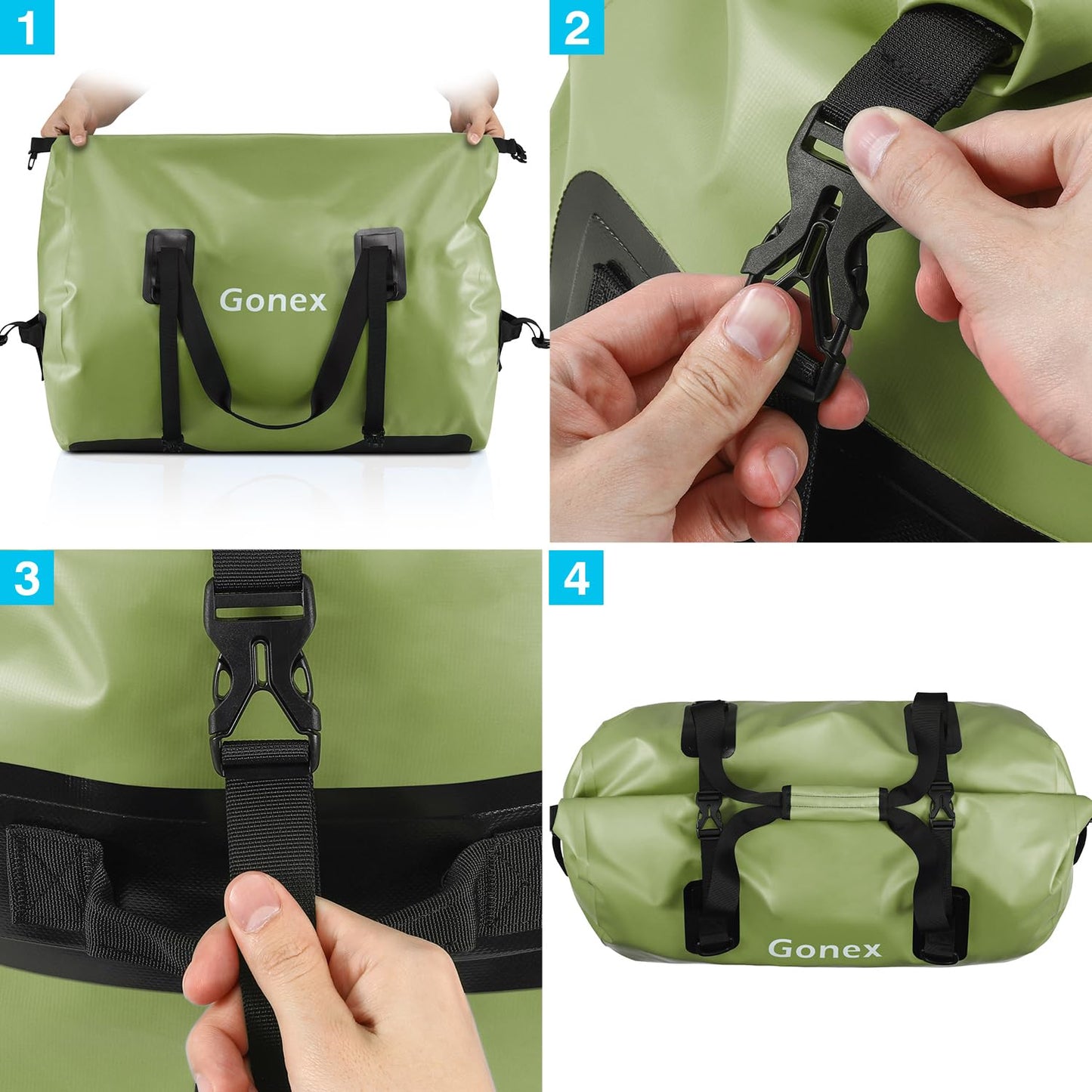 Gonex 40L 60L 80L Extra Large Waterproof Duffle Travel Dry Duffel Bag Heavy Duty Bag with Durable Straps & Handles for Kayaking Paddleboarding Boating Rafting Fishing