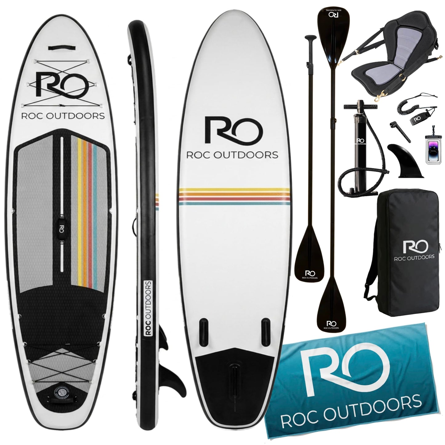 Roc Inflatable Stand Up Paddle Board 10' 6" with Premium SUP Paddle Board Accessories, Wide Stable Design, Non-Slip Comfort Deck for Youth & Adults