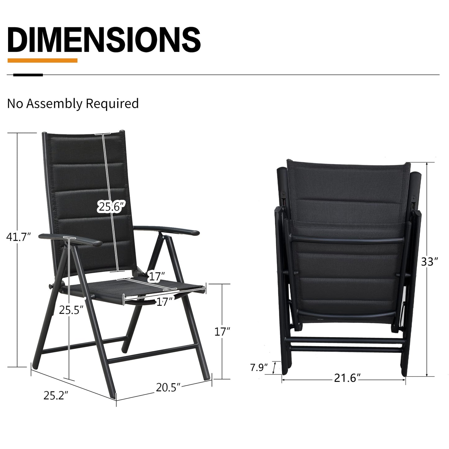PURPLE LEAF Outdoor Dining Chairs Patio Folding Chairs