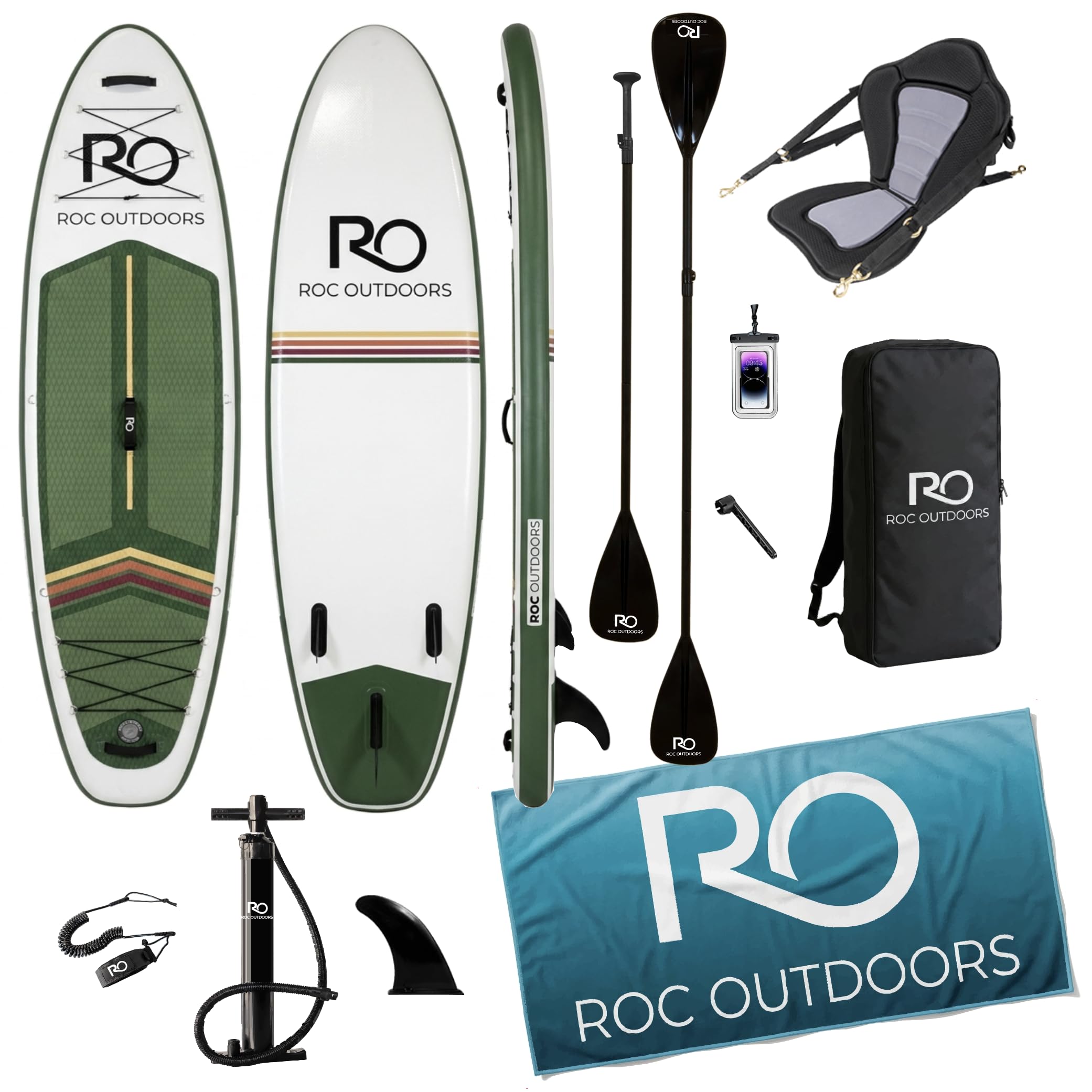 Roc Inflatable Stand Up Paddle Board 10' 6" with Premium SUP Paddle Board Accessories, Wide Stable Design, Non-Slip Comfort Deck for Youth & Adults