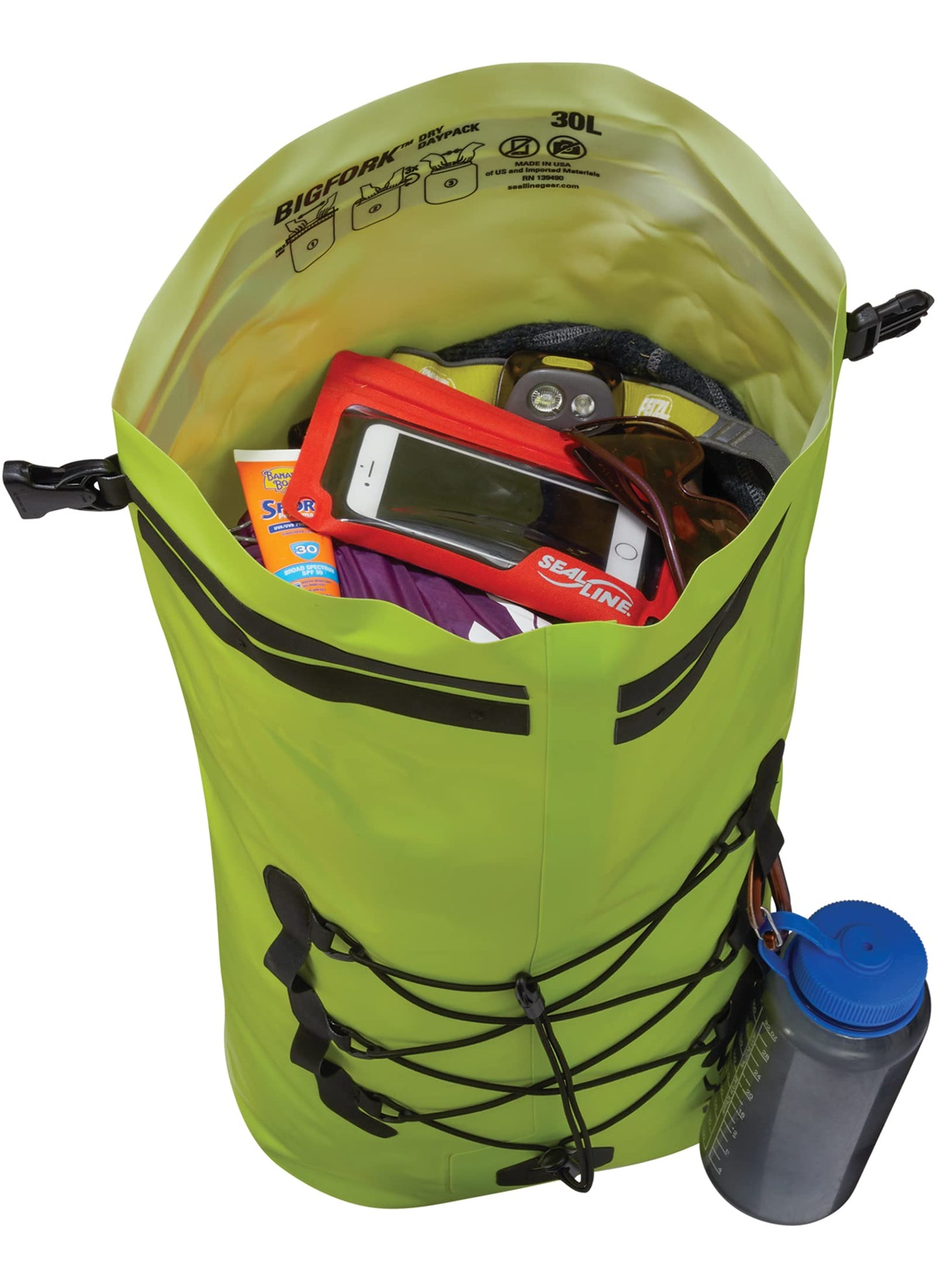 SealLine BigFork 30-Liter Waterproof Roll Top Dry Daypack, Lime