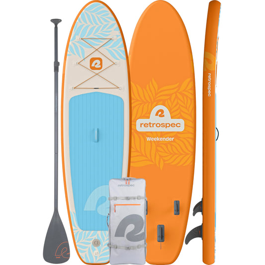 Retrospec Weekender Inflatable Stand Up Paddle Board Includes Paddle, Pump, and Accessories 10’6” Lightweight iSUP, Puncture Resistant Inflatable Paddle Board for Adults