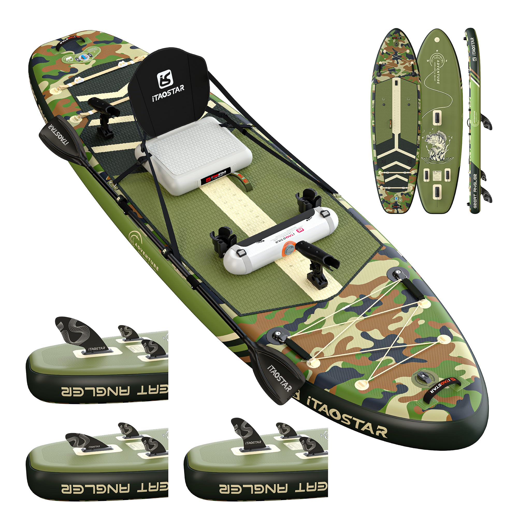 iTAOSTAR Adventure 12'× 35"/39" Inflatable Stand Up Paddle Board with Seat, Extra Wide SUP Board with 5 Fins Stable Design for Familly, Youth, All Skill Levels, Lakes, Oceans & Fishing