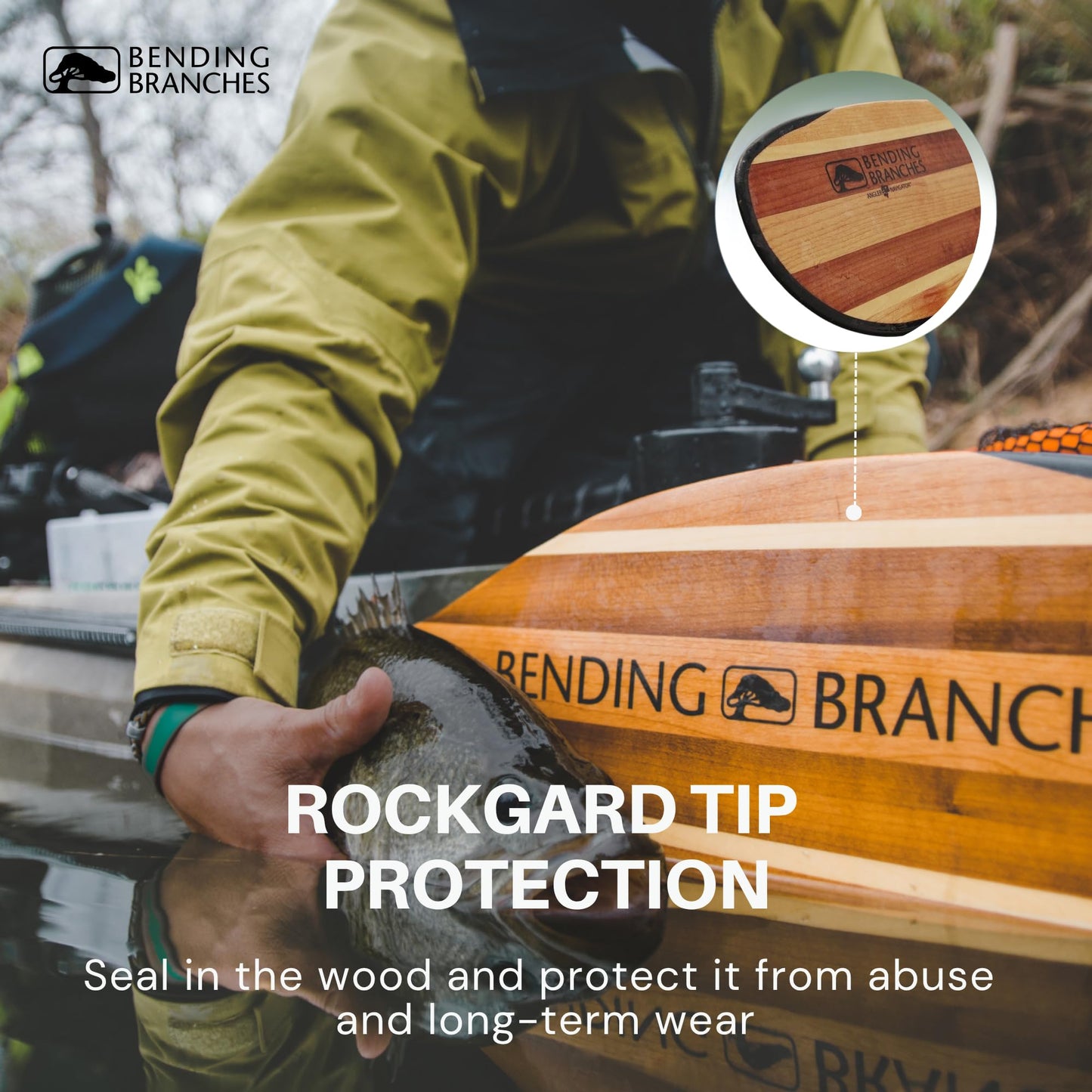 Bending Branches Angler Navigator Versa-Lok™ Kayak Paddle, Durable Wood for Moder-Day Kayaker, Wooden Blade with Rockgard® Tip Protection, 100% Carbon Shaft, Lightweight