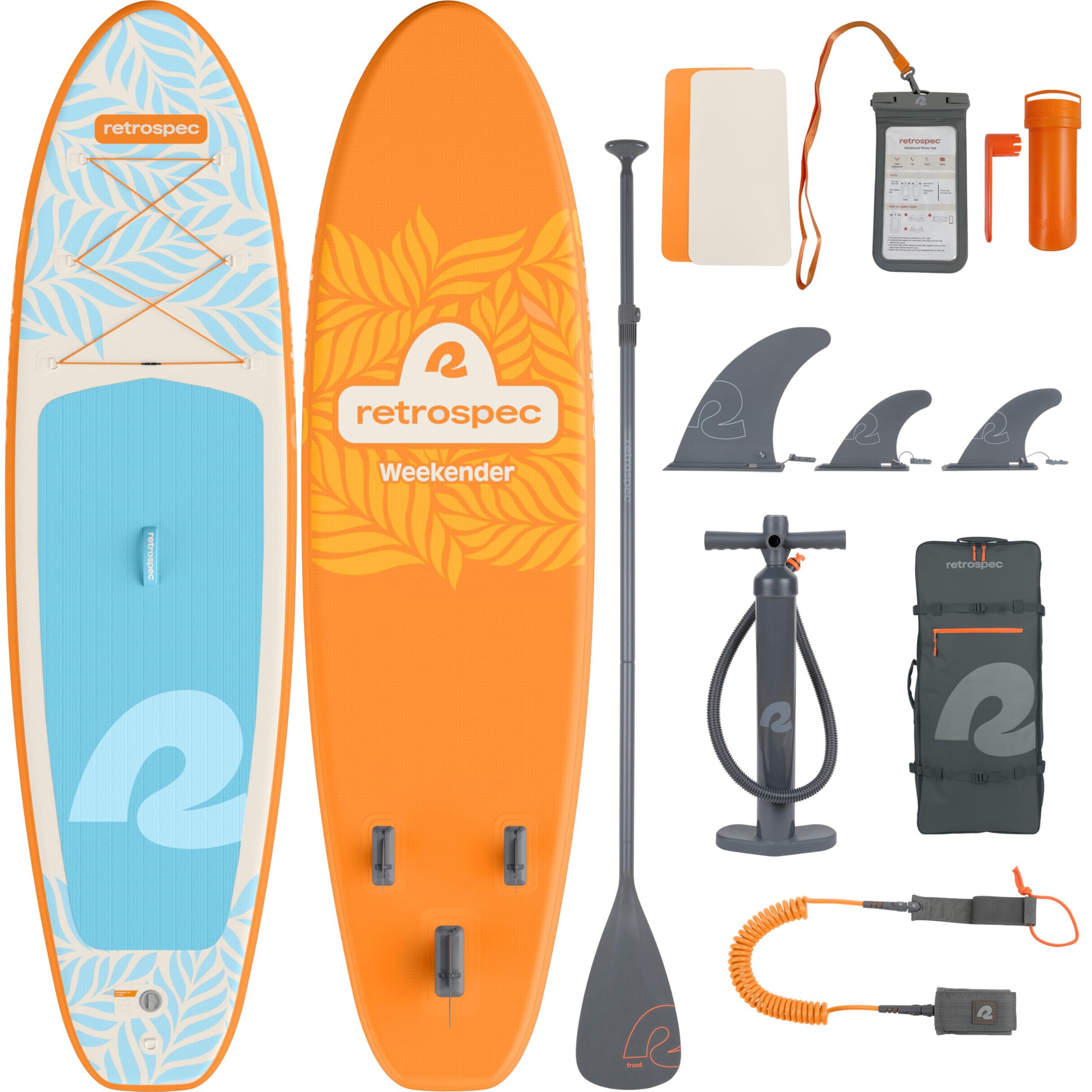 Retrospec Weekender Inflatable Stand Up Paddle Board Includes Paddle, Pump, and Accessories 10’6” Lightweight iSUP, Puncture Resistant Inflatable Paddle Board for Adults