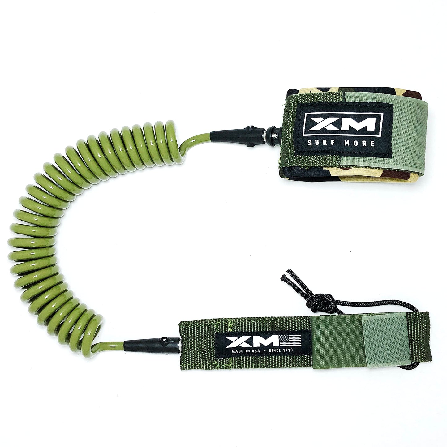 XM Stand-UP Paddle (SUP) 6ft-12ft Leash, Big Wave Cord Thickness (.313in), Key Pocket, Unbreakable Swivels, Detachable Railsaver, Made in USA